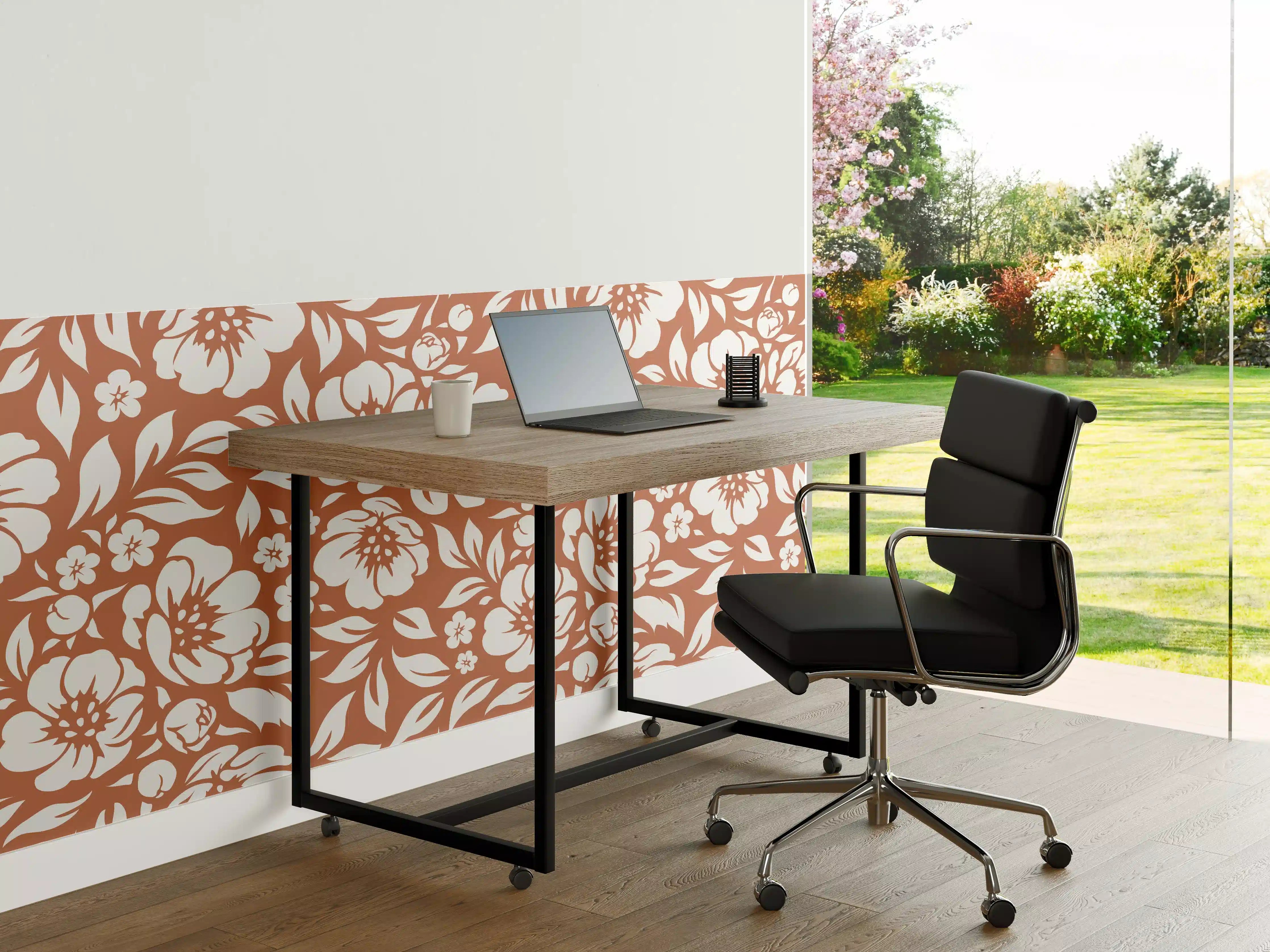 Büro Wandgestaltung - Terracotta-Florale Wandgestaltung