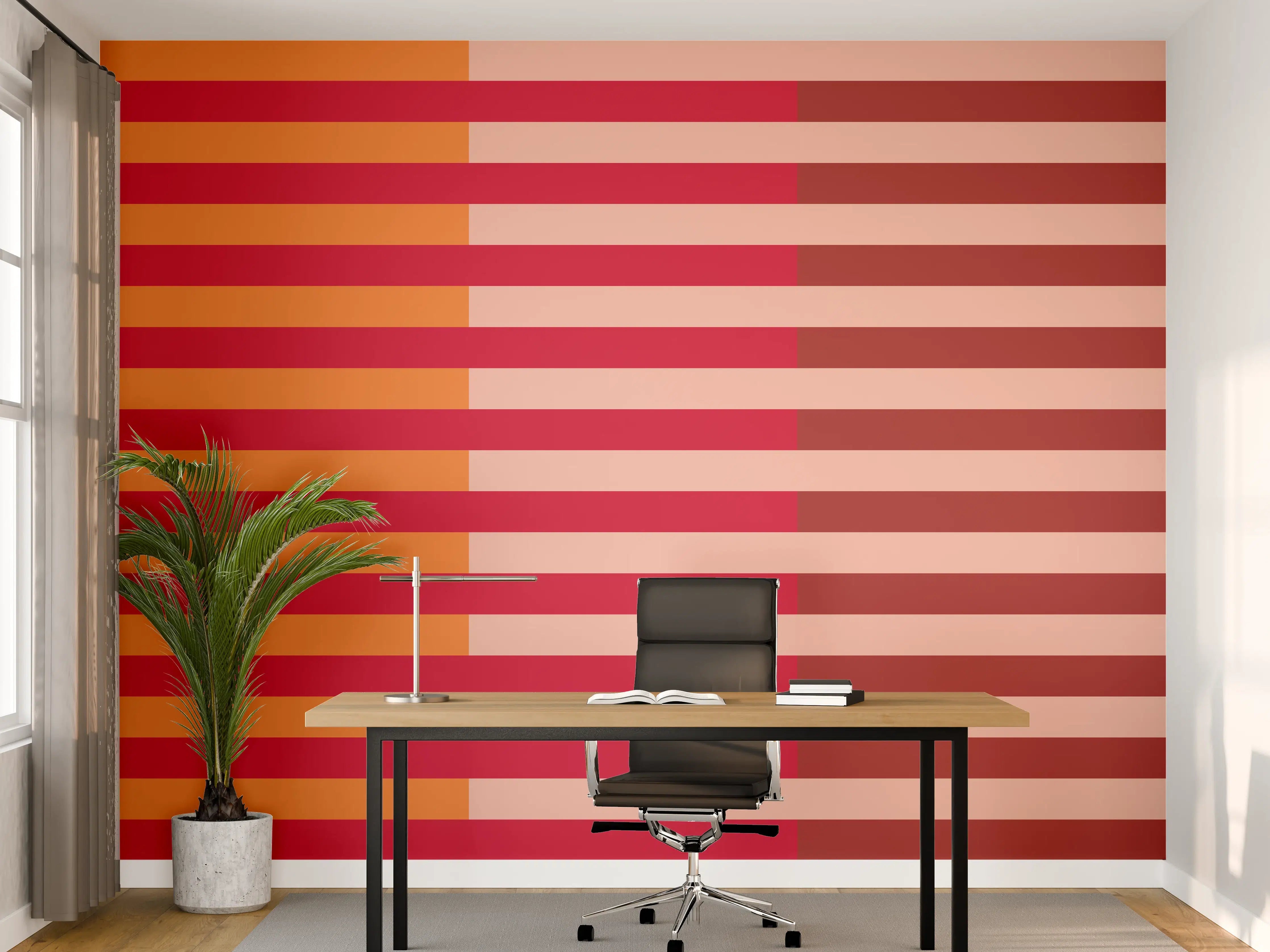 Büro Wandgestaltung - The Reds - Multy Stripes - Sangria