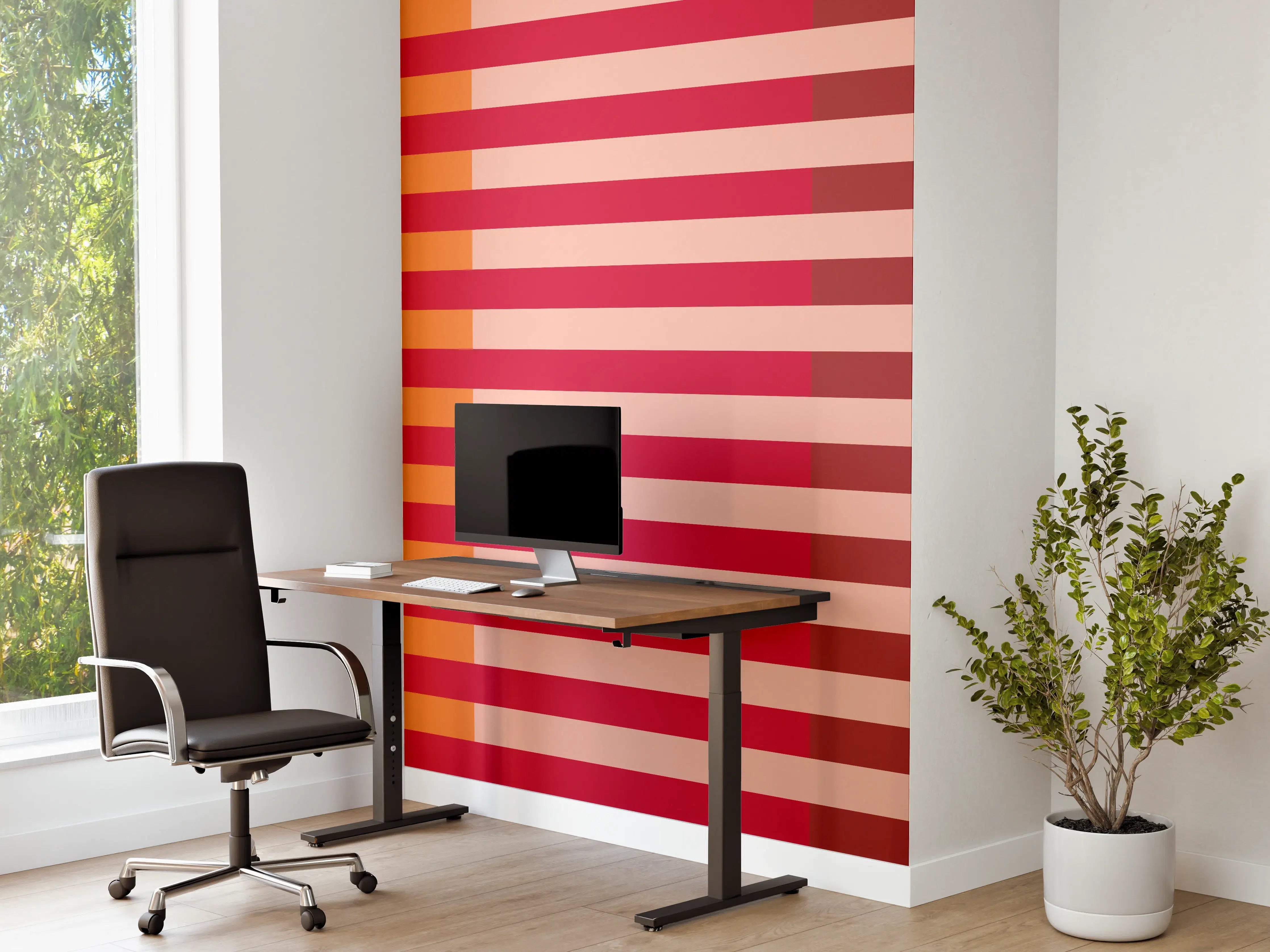 Büro Wandgestaltung - The Reds - Multy Stripes - Sangria