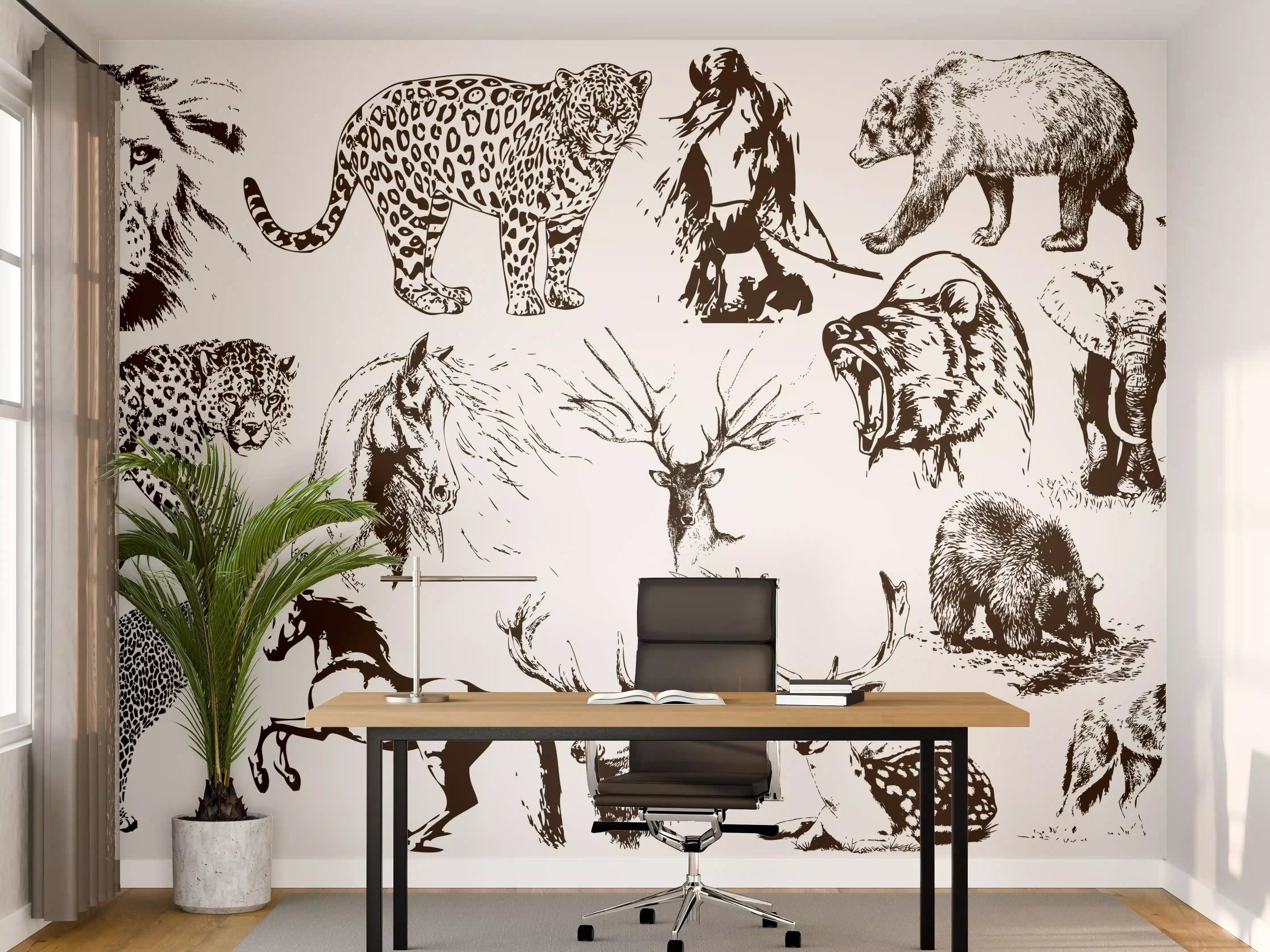 Büro Wandgestaltung - Tierisches Dschungelpanorama