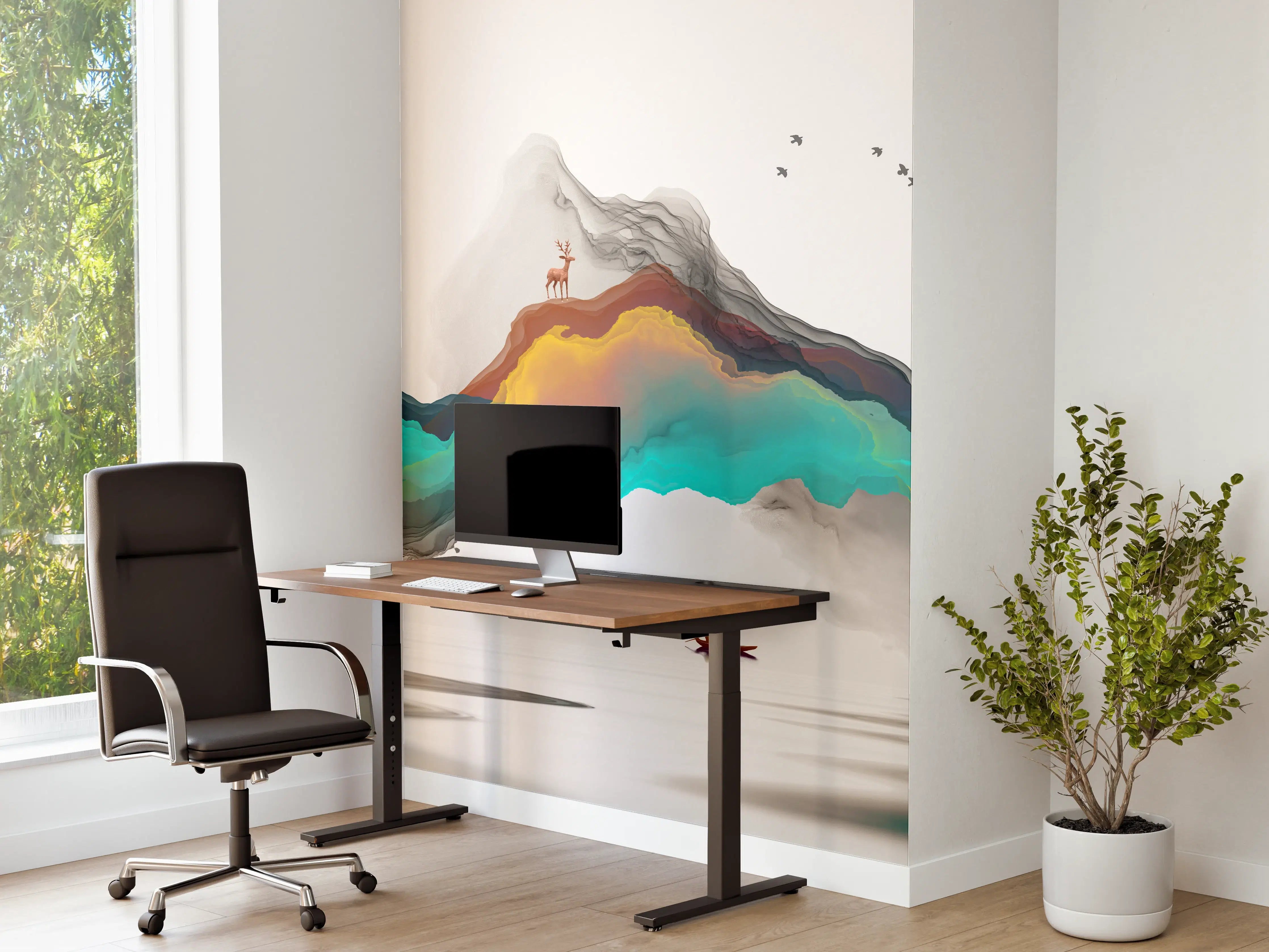 Büro Wandgestaltung - Tinte Linie Dekoration Landschaft