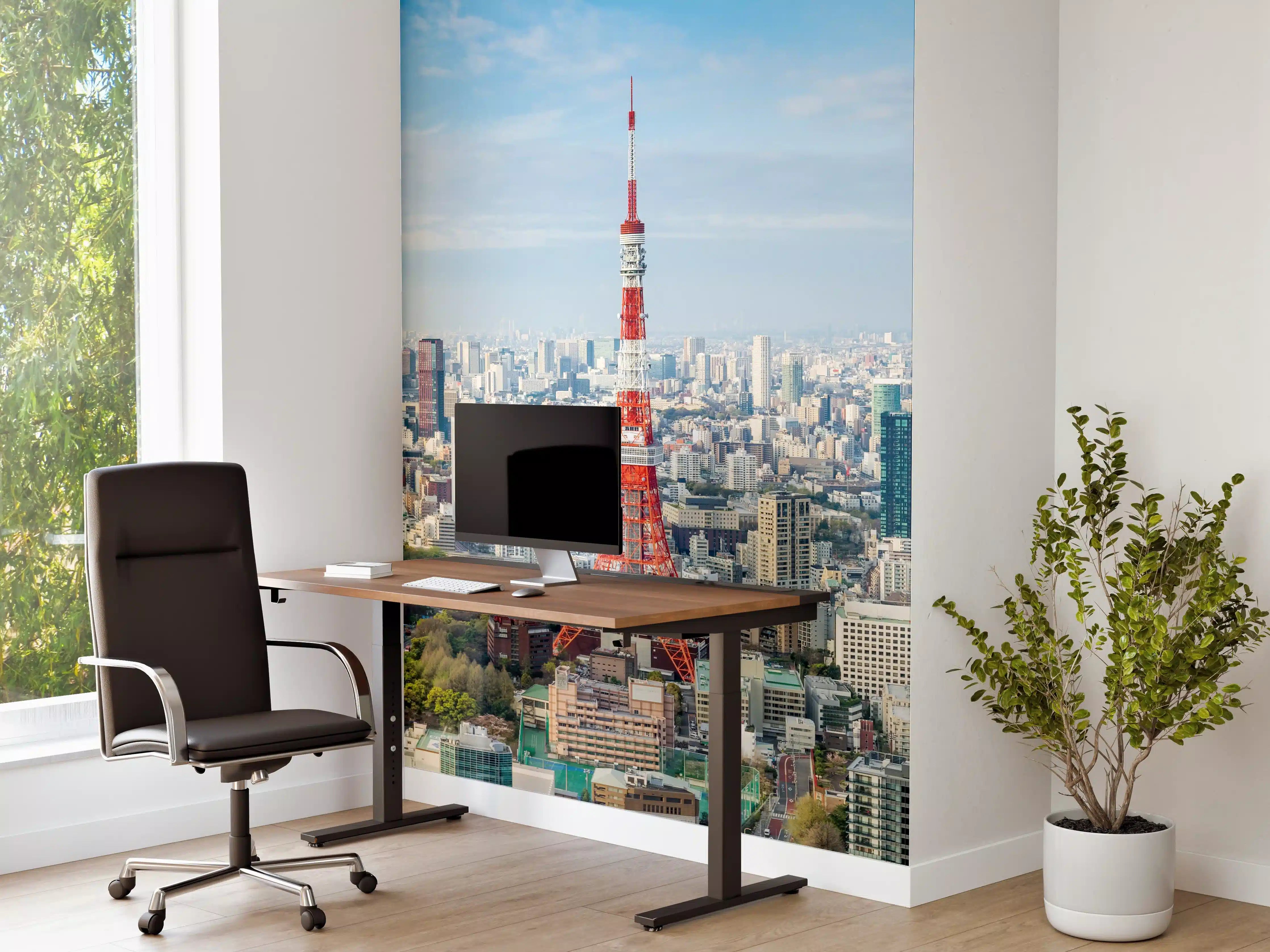 Büro Wandgestaltung - Tokio Skyline Rot-Blau