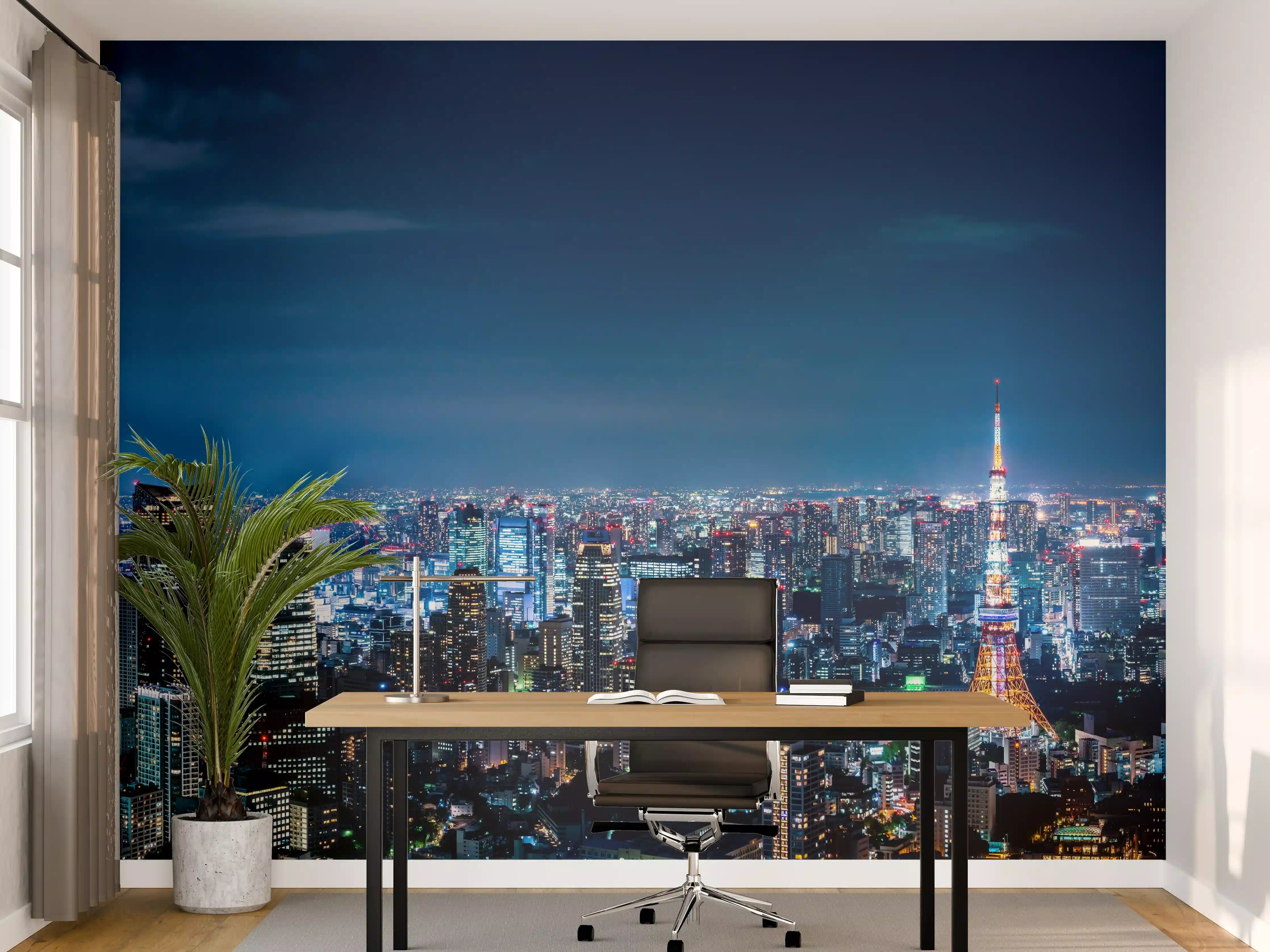 Büro Wandgestaltung - Tokio Skyline bei Nacht