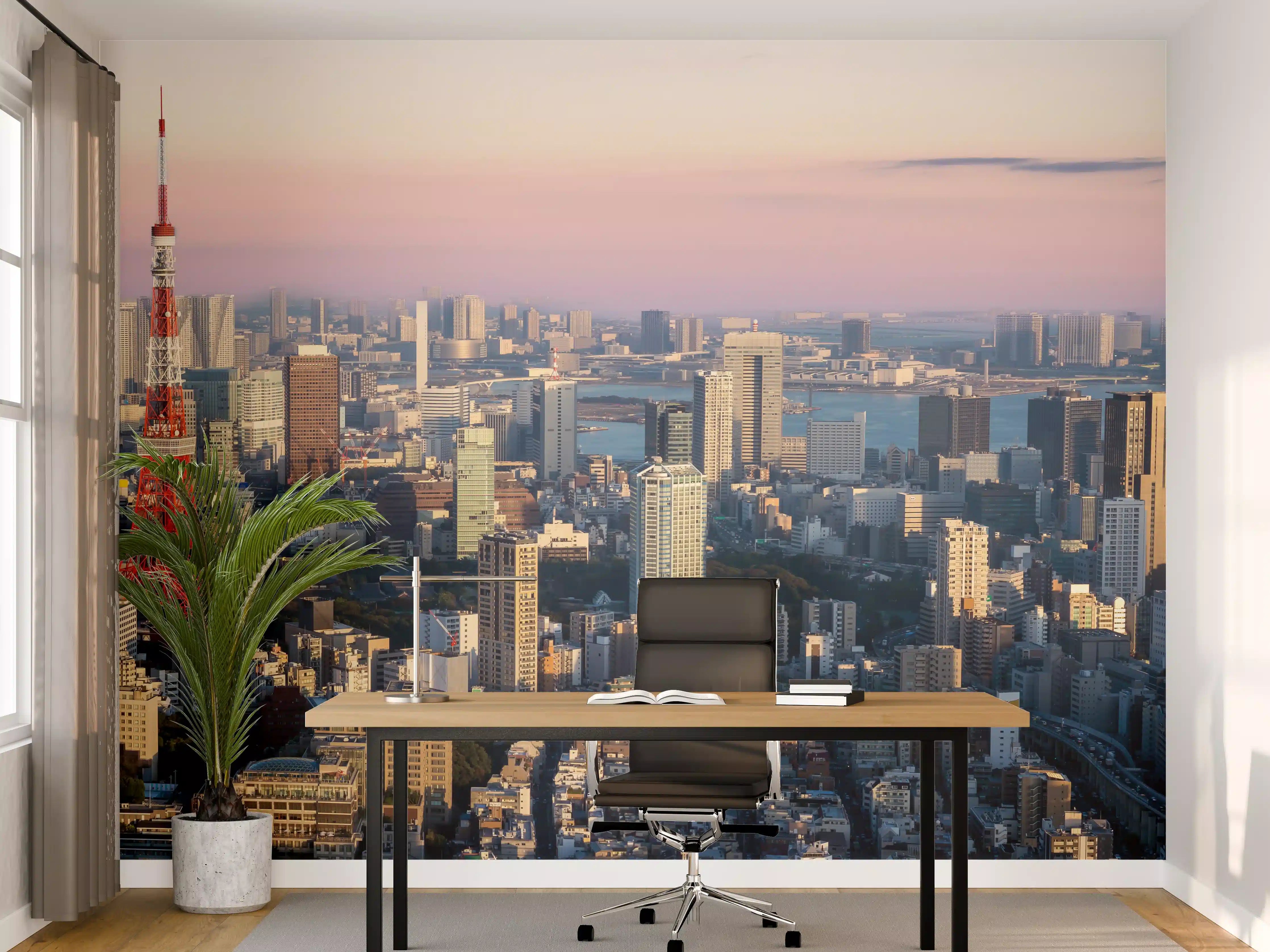 Büro Wandgestaltung - Tokyo Skyline bei Sonnenuntergang