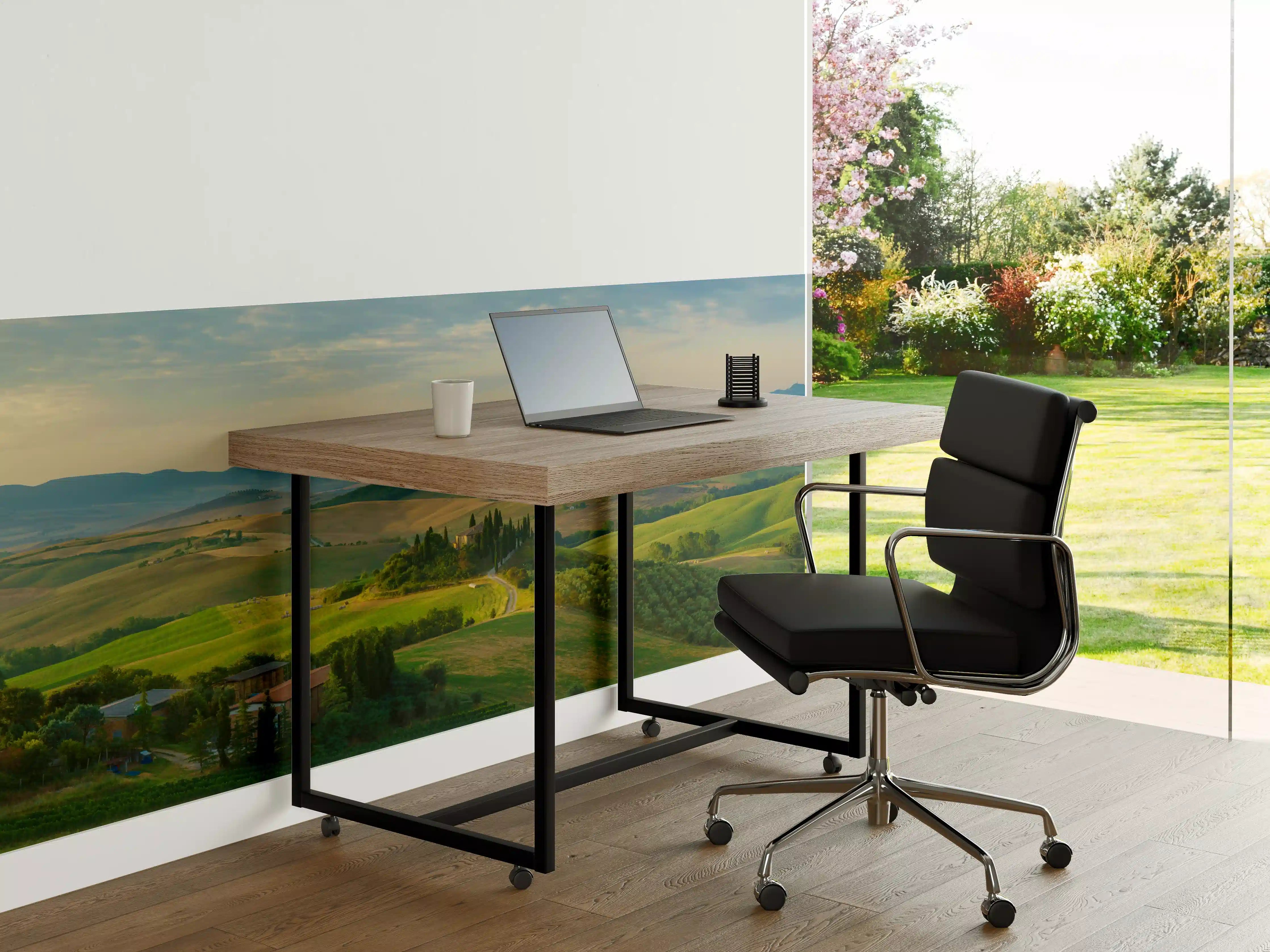 Büro Wandgestaltung - Toskana Hügellandschaft Grün-Gold