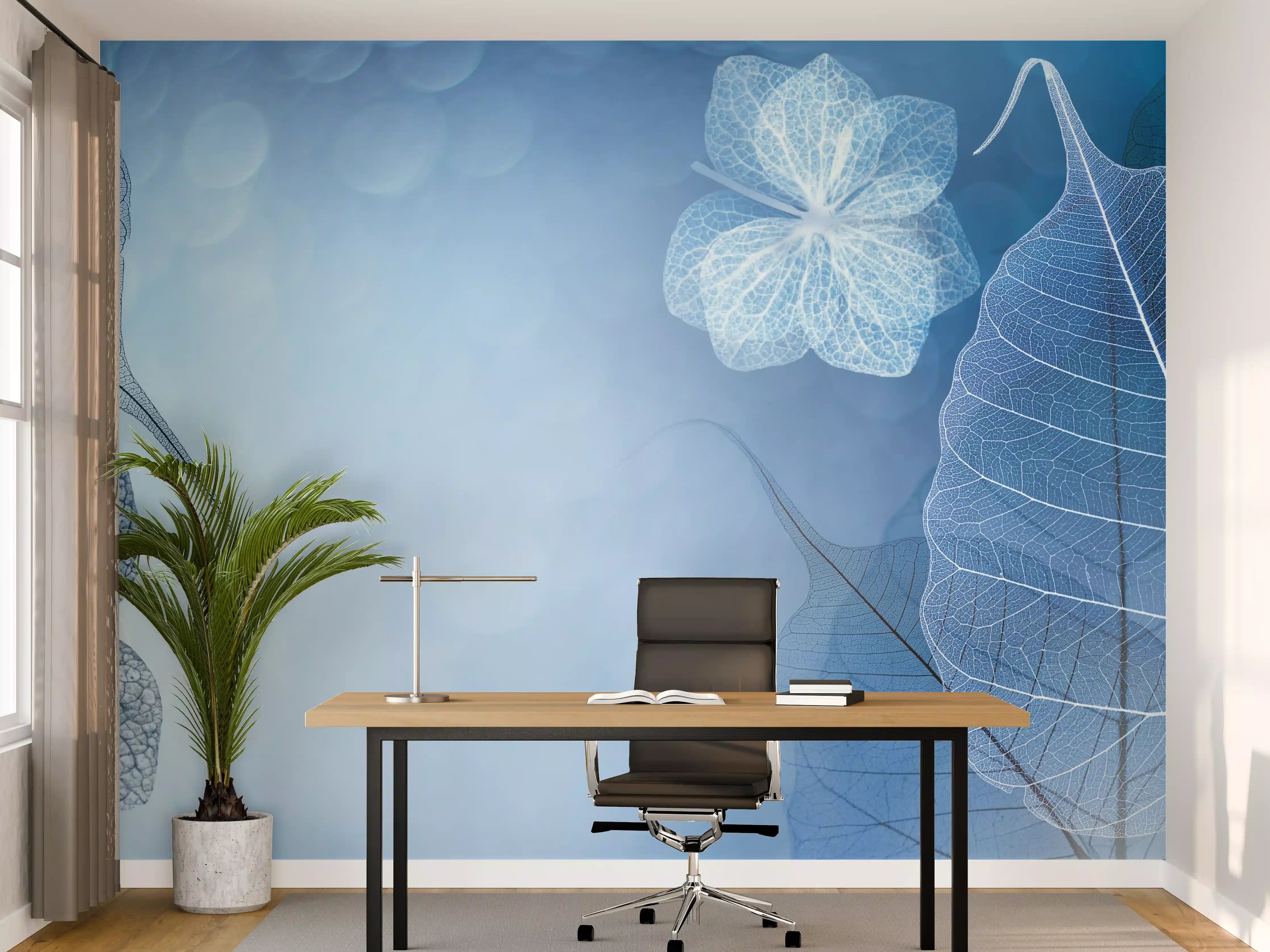 Büro Wandgestaltung - Transluzente Blattadern Makrofotografie