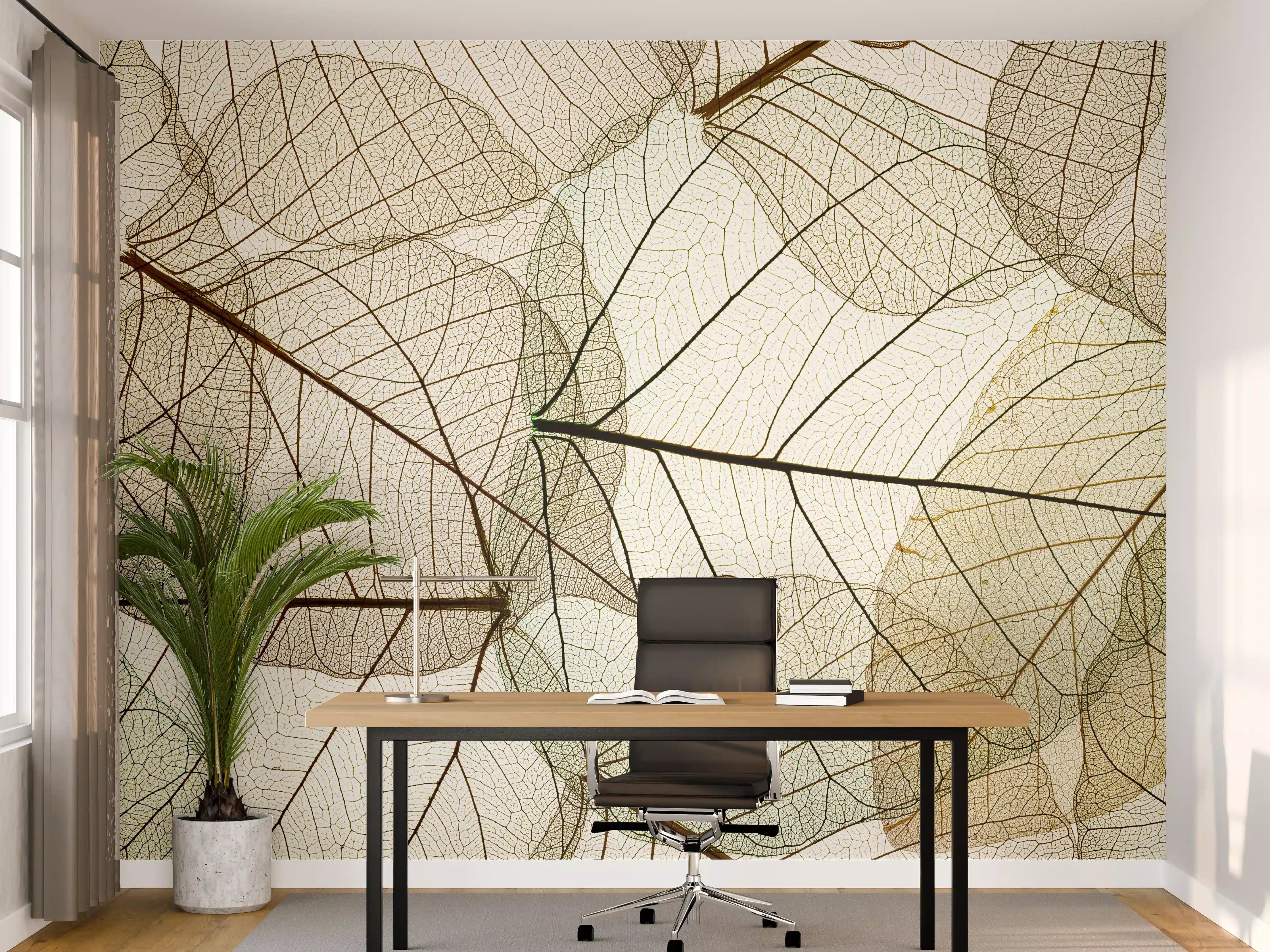 Büro Wandgestaltung - Transparente Blattstruktur Makro