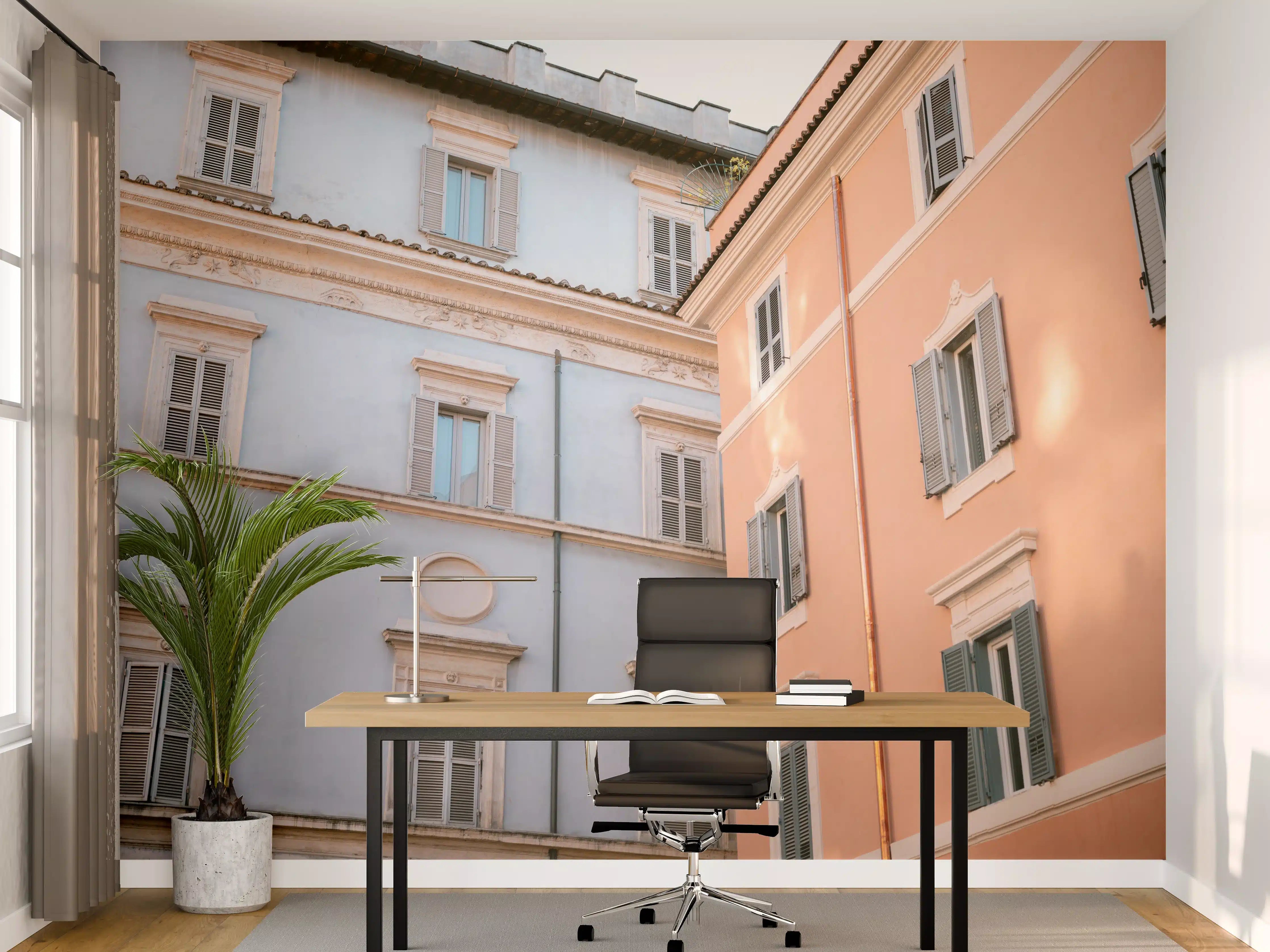 Büro Wandgestaltung - Trastevere in Flieder und Pink