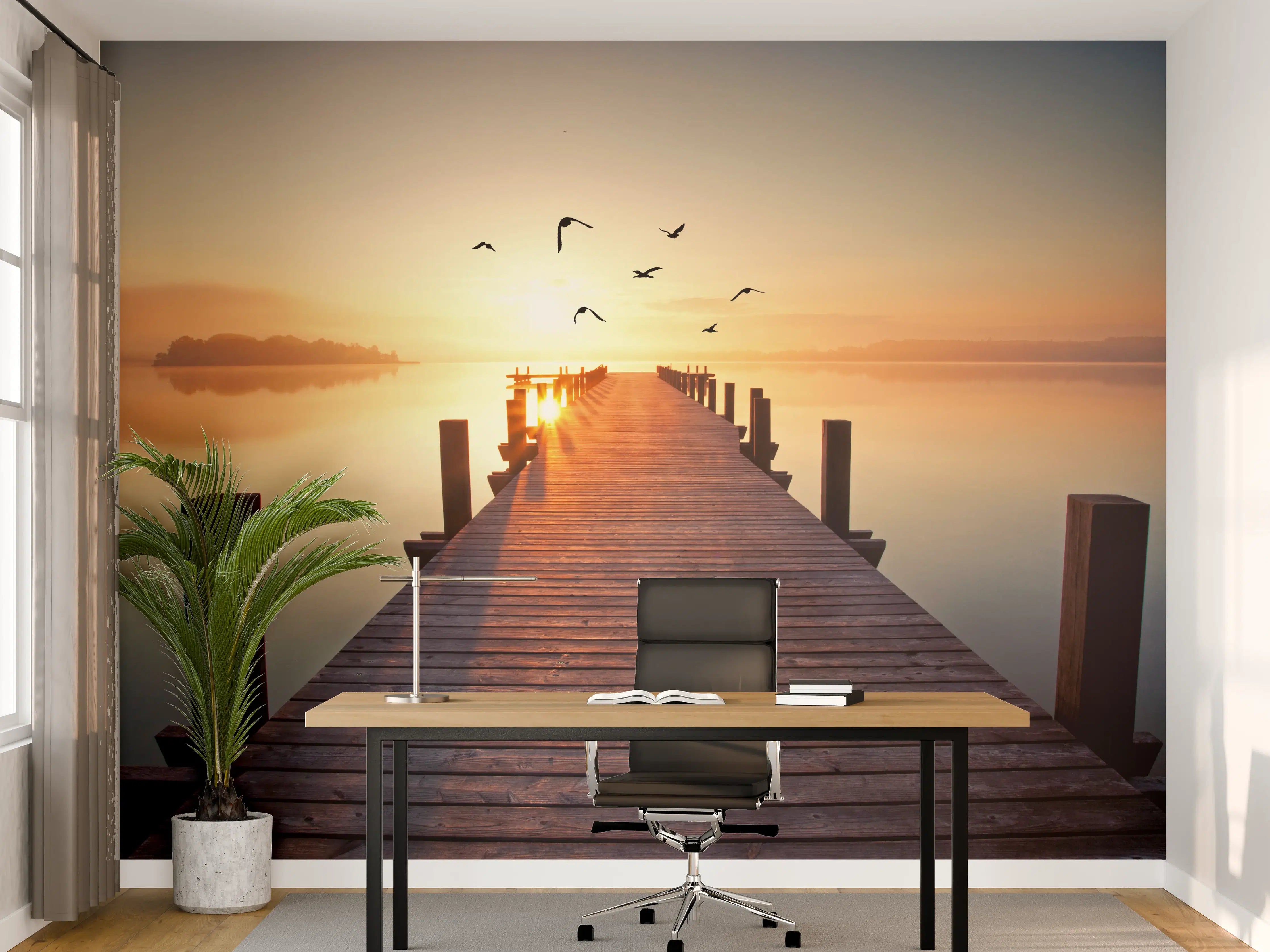 Büro Wandgestaltung - Traumhafter Ausblick vom Bootssteg