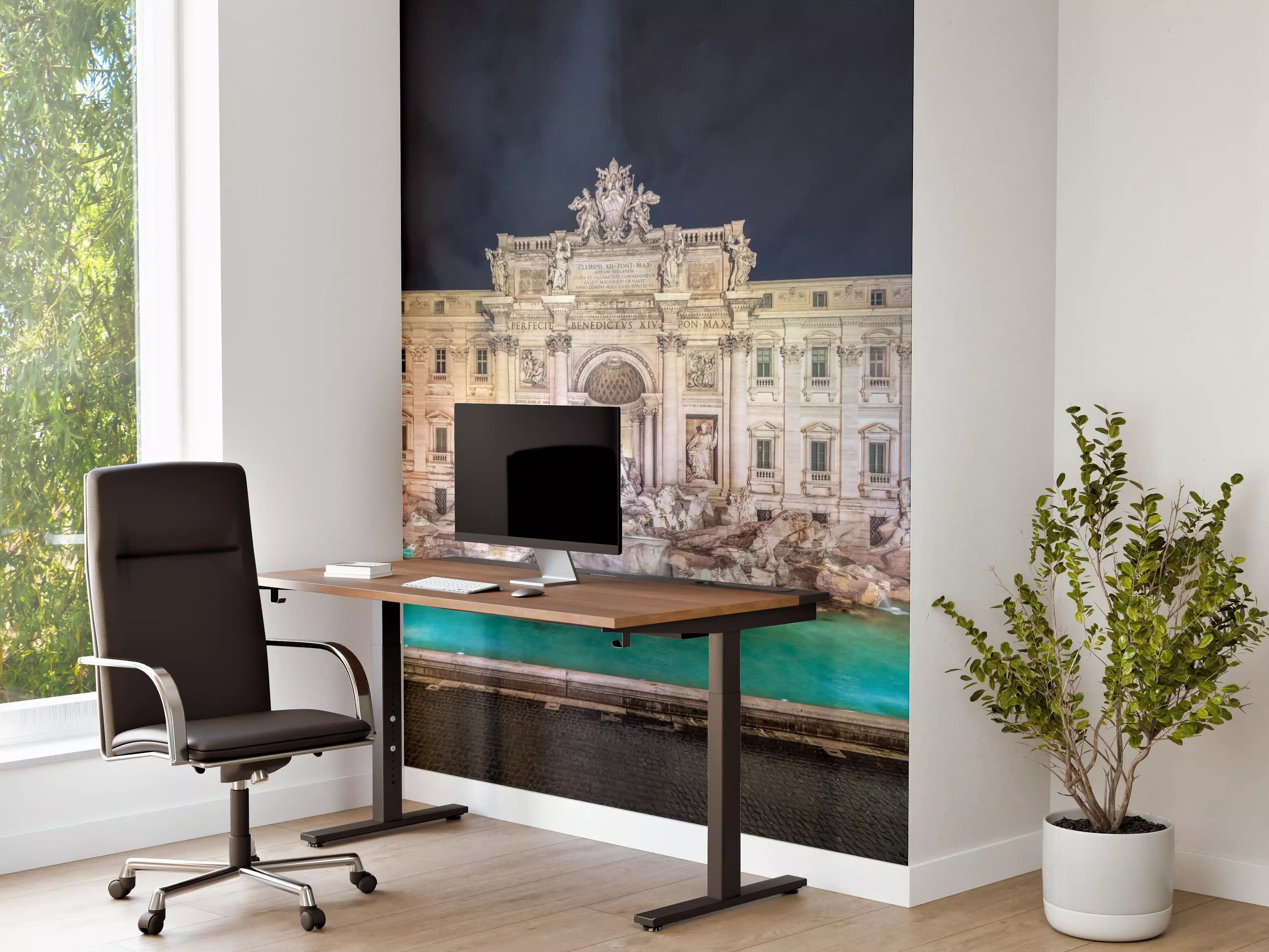 Büro Wandgestaltung - Trevi-Brunnen Nacht Türkis-Beige