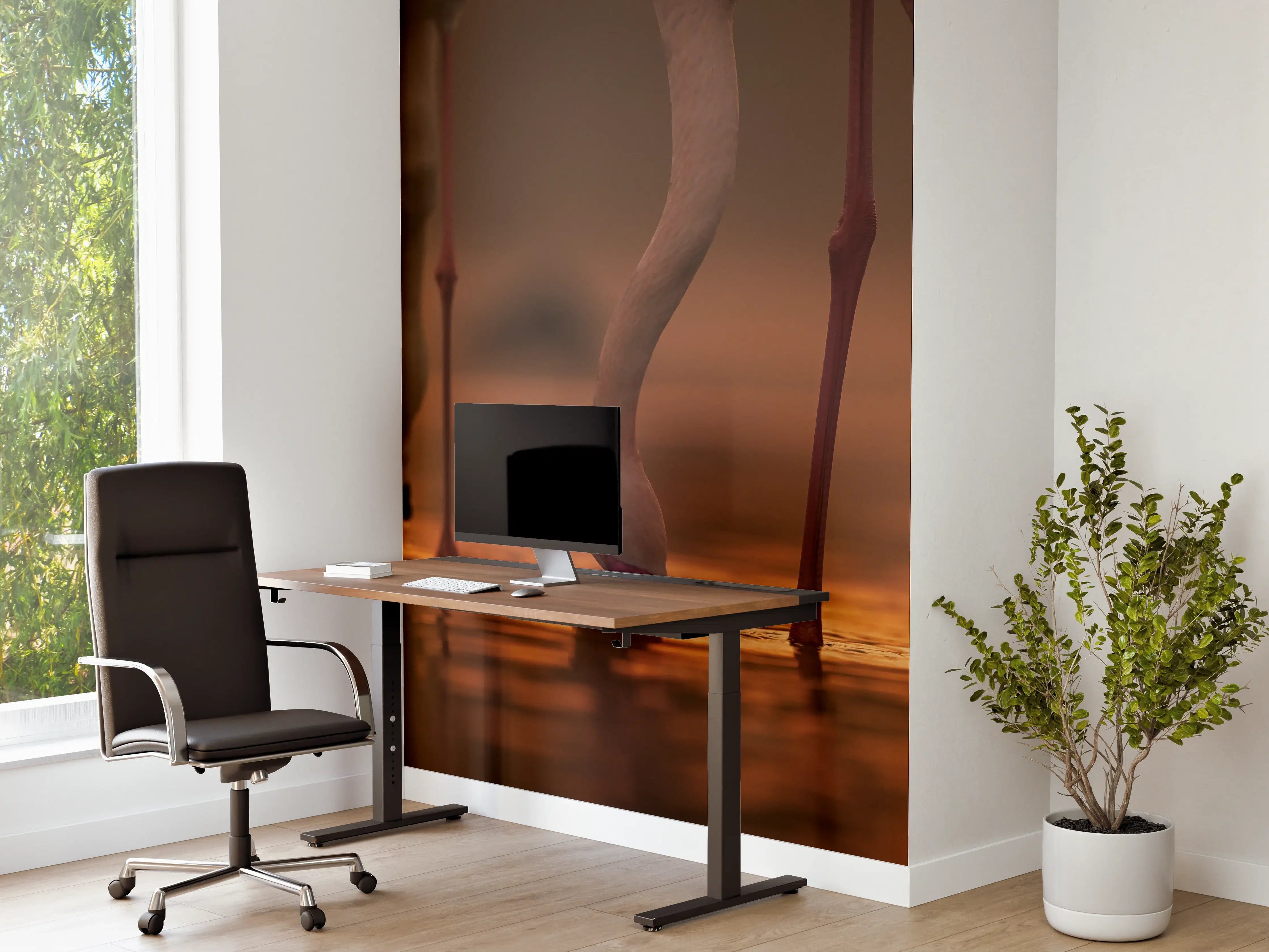 Büro Wandgestaltung - Trinkende Flamingos