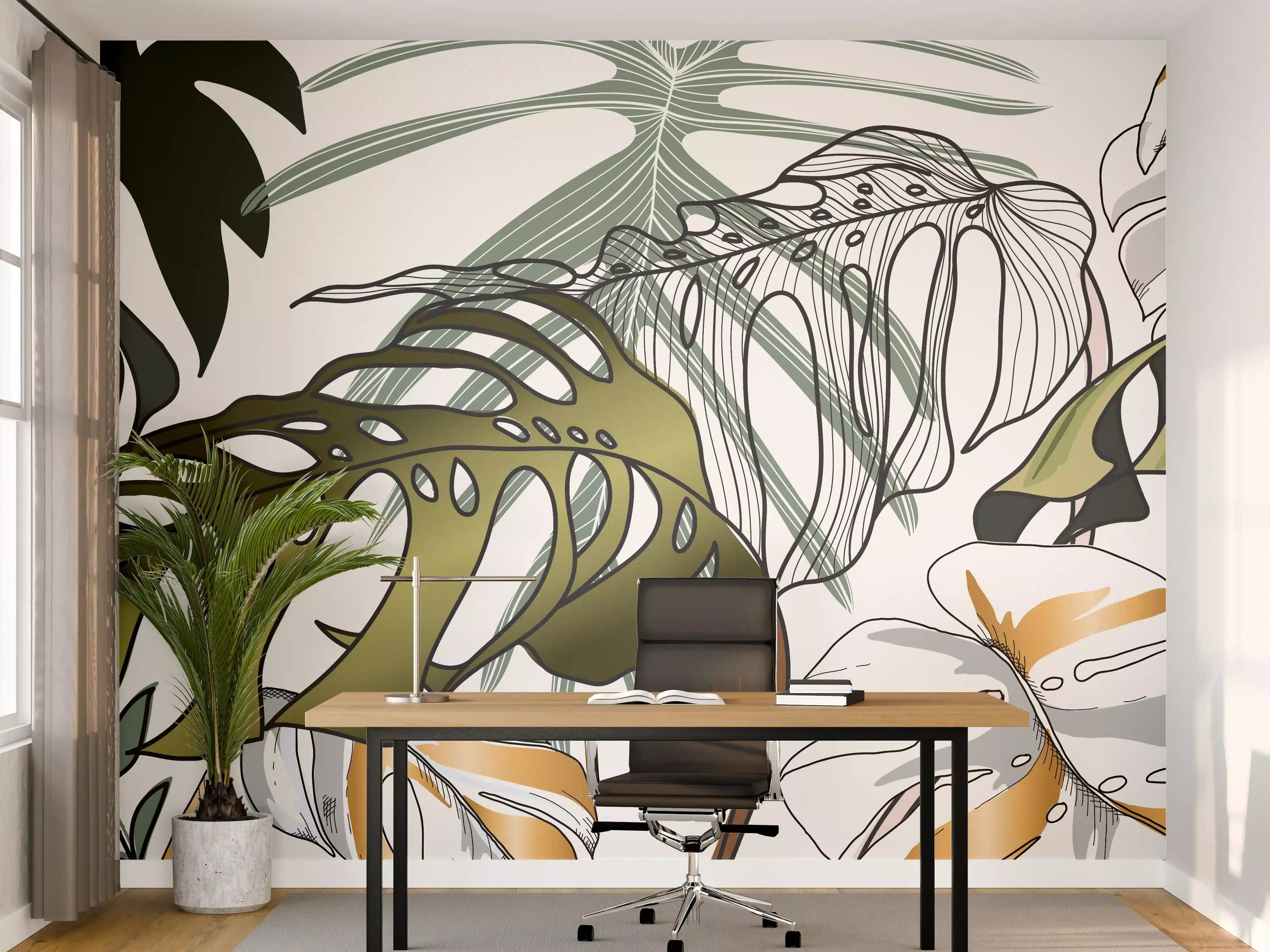 Büro Wandgestaltung - Tropische Blätter