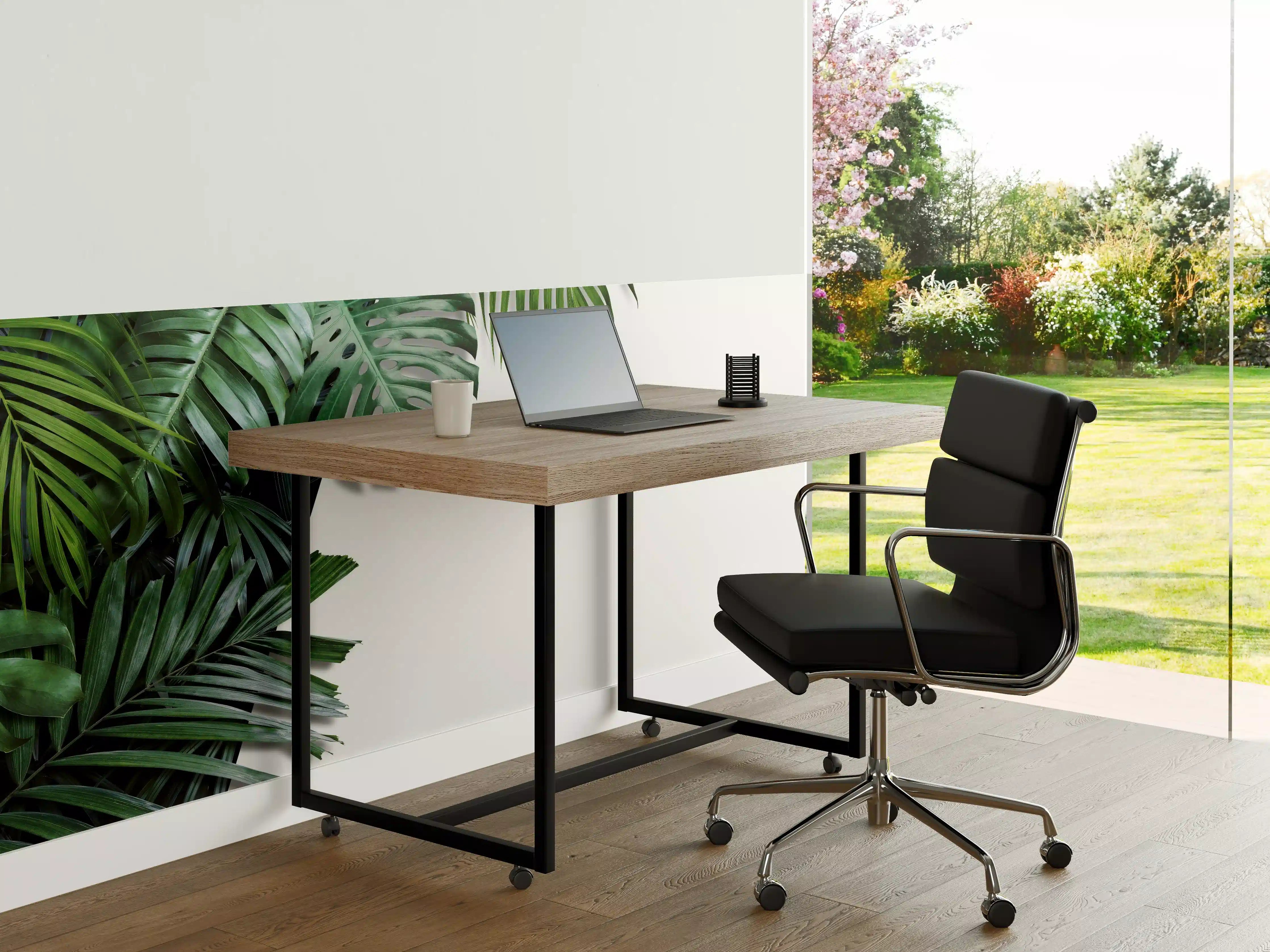 Büro Wandgestaltung - Tropische Blätter auf weißem Grund