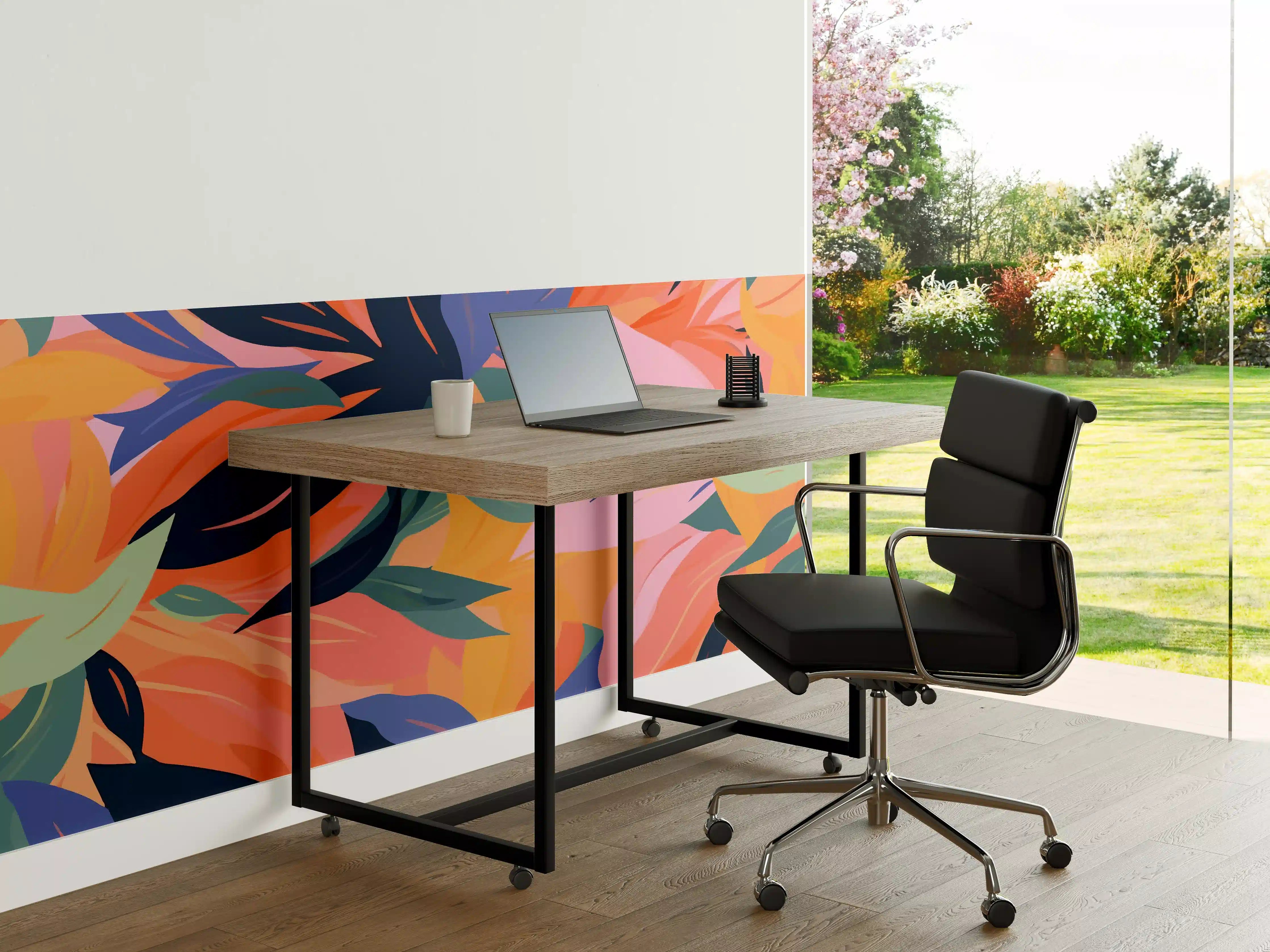 Büro Wandgestaltung - Tropische Blütenblätter Bunt