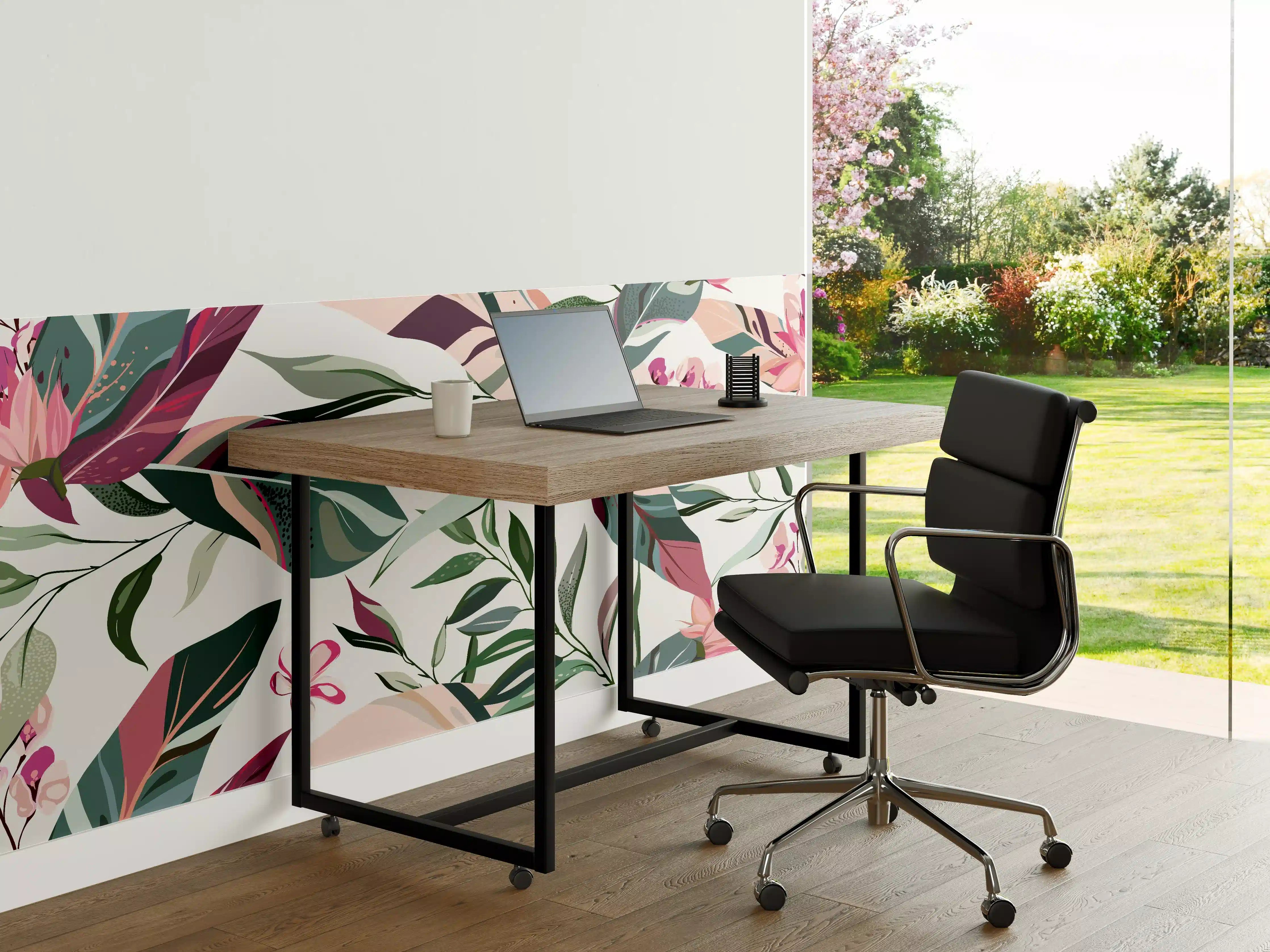 Büro Wandgestaltung - Tropische Blumenkunst