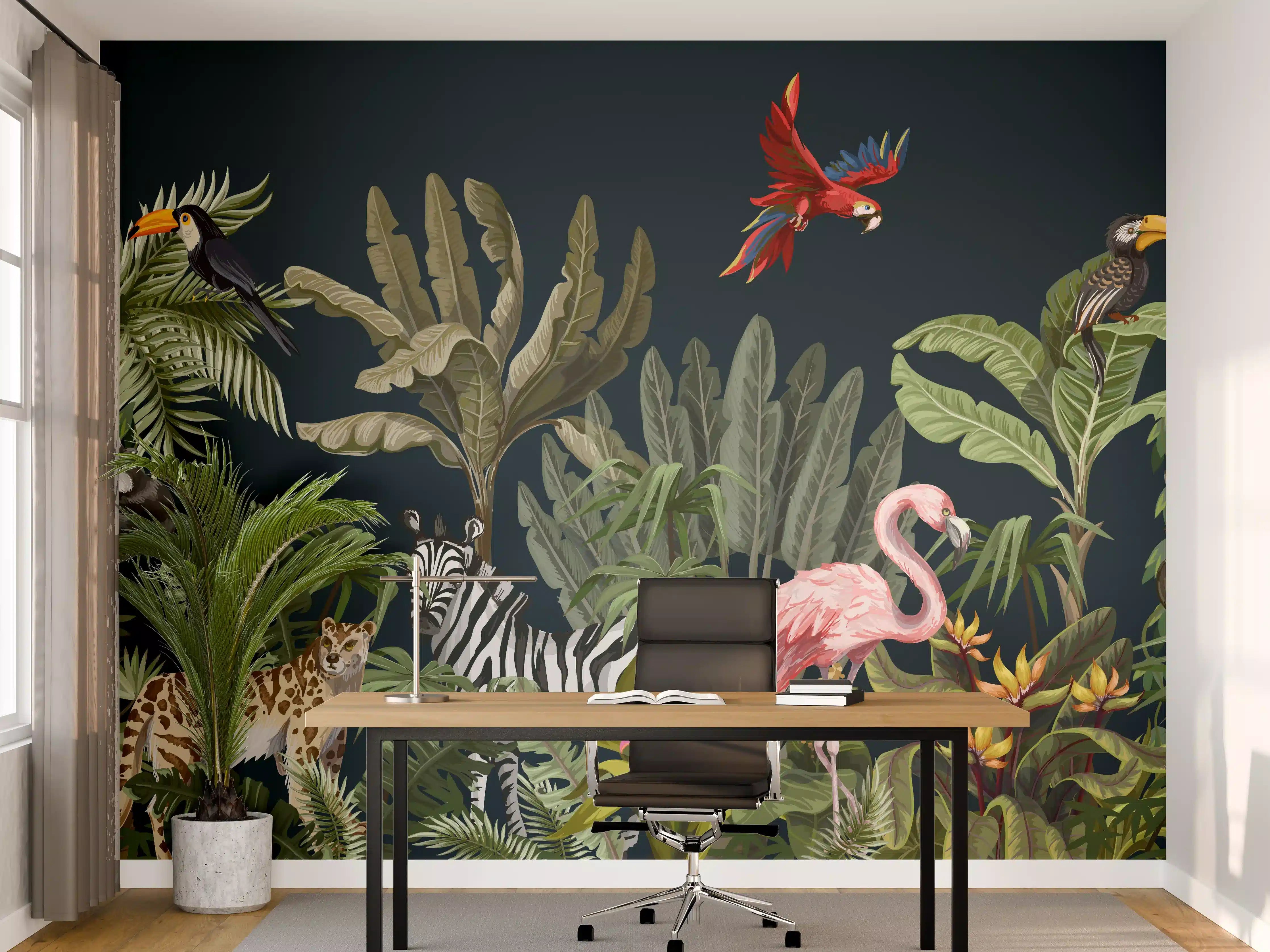 Büro Wandgestaltung - Tropische Dschungel Tiermotive