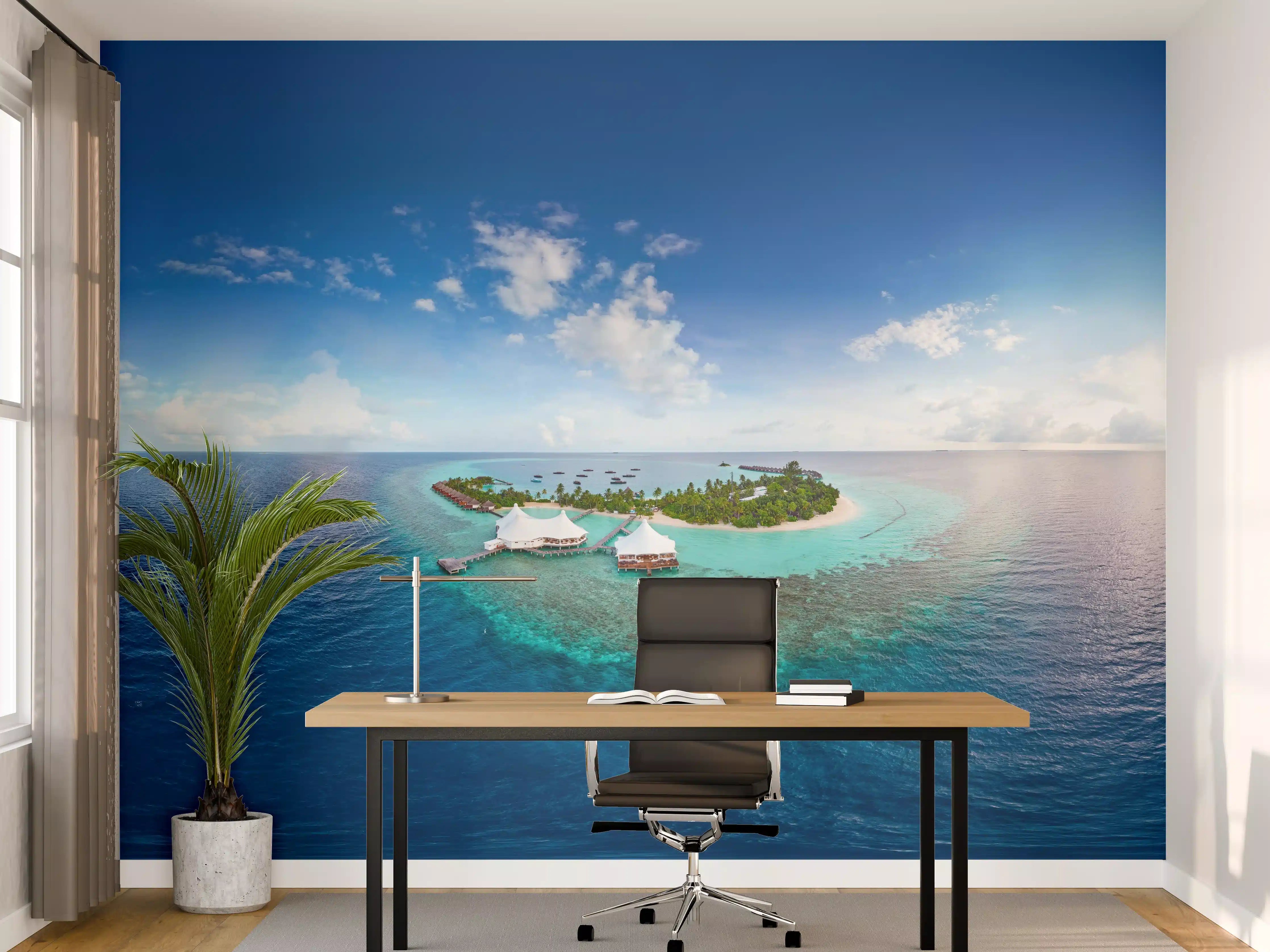 Büro Wandgestaltung - Tropische Insel im Blau des Ozeans