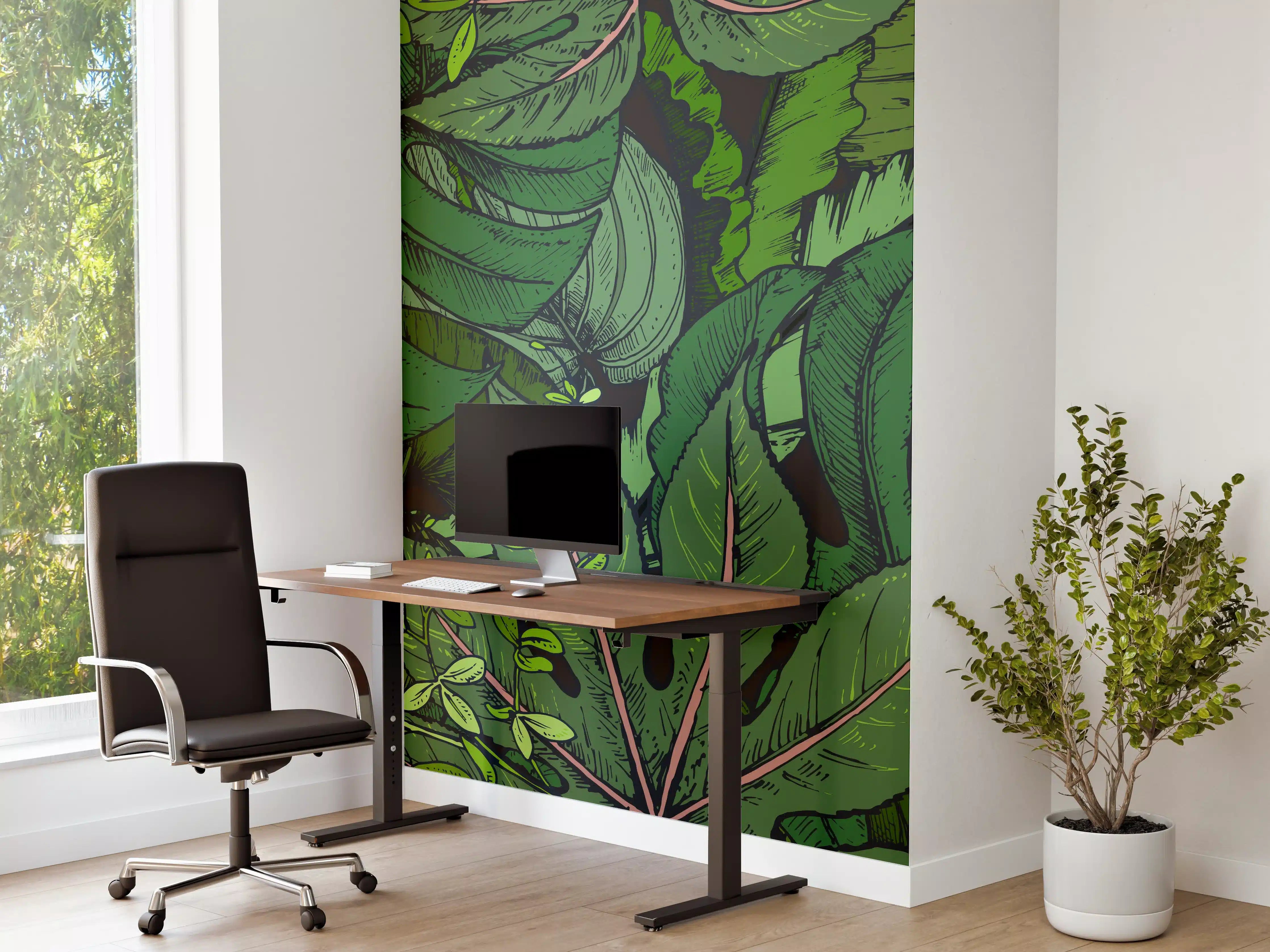 Büro Wandgestaltung - Tropische Monstera-Blätter Grün