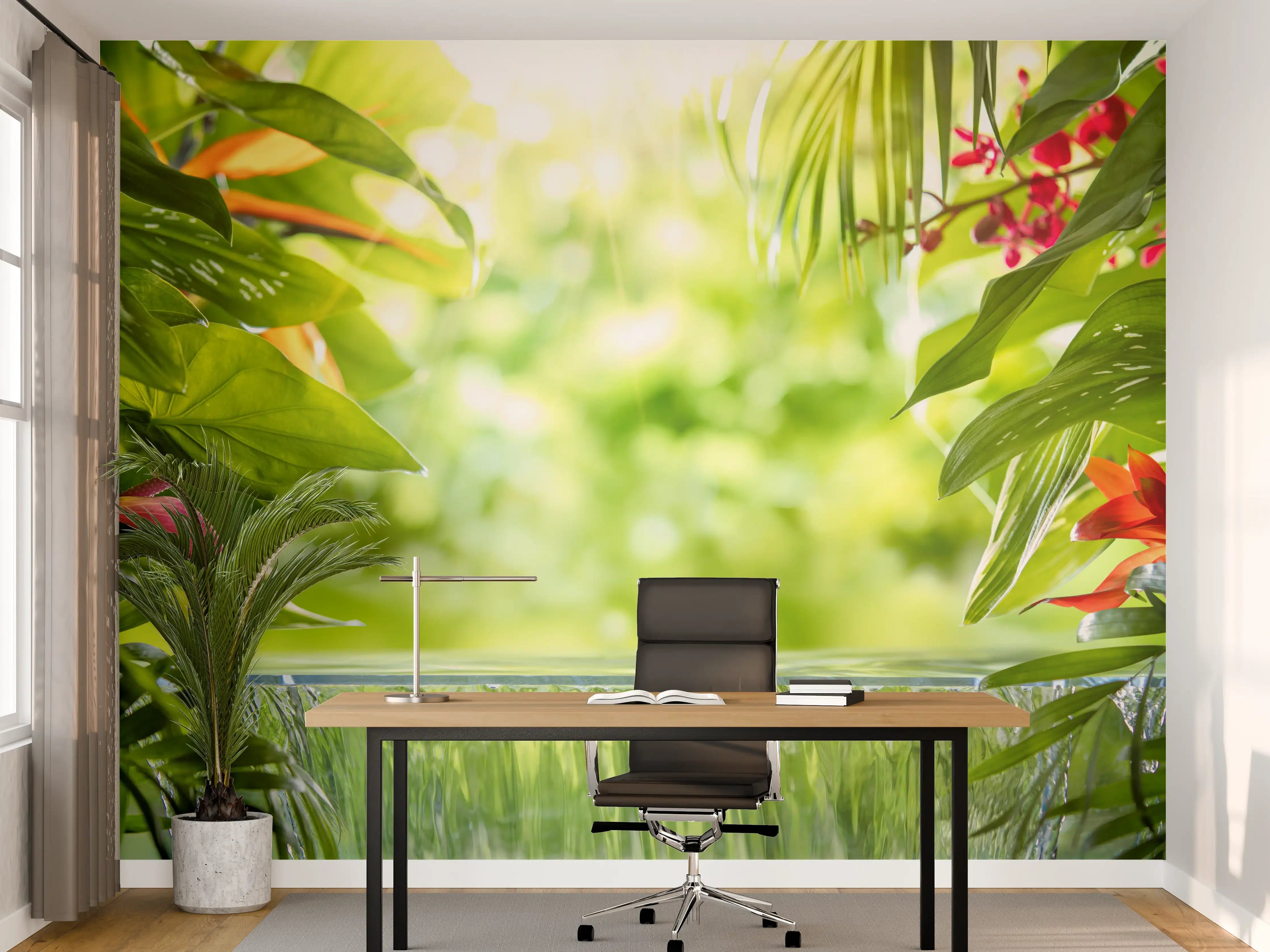 Büro Wandgestaltung - Tropische Palmenblätter im Amazonas