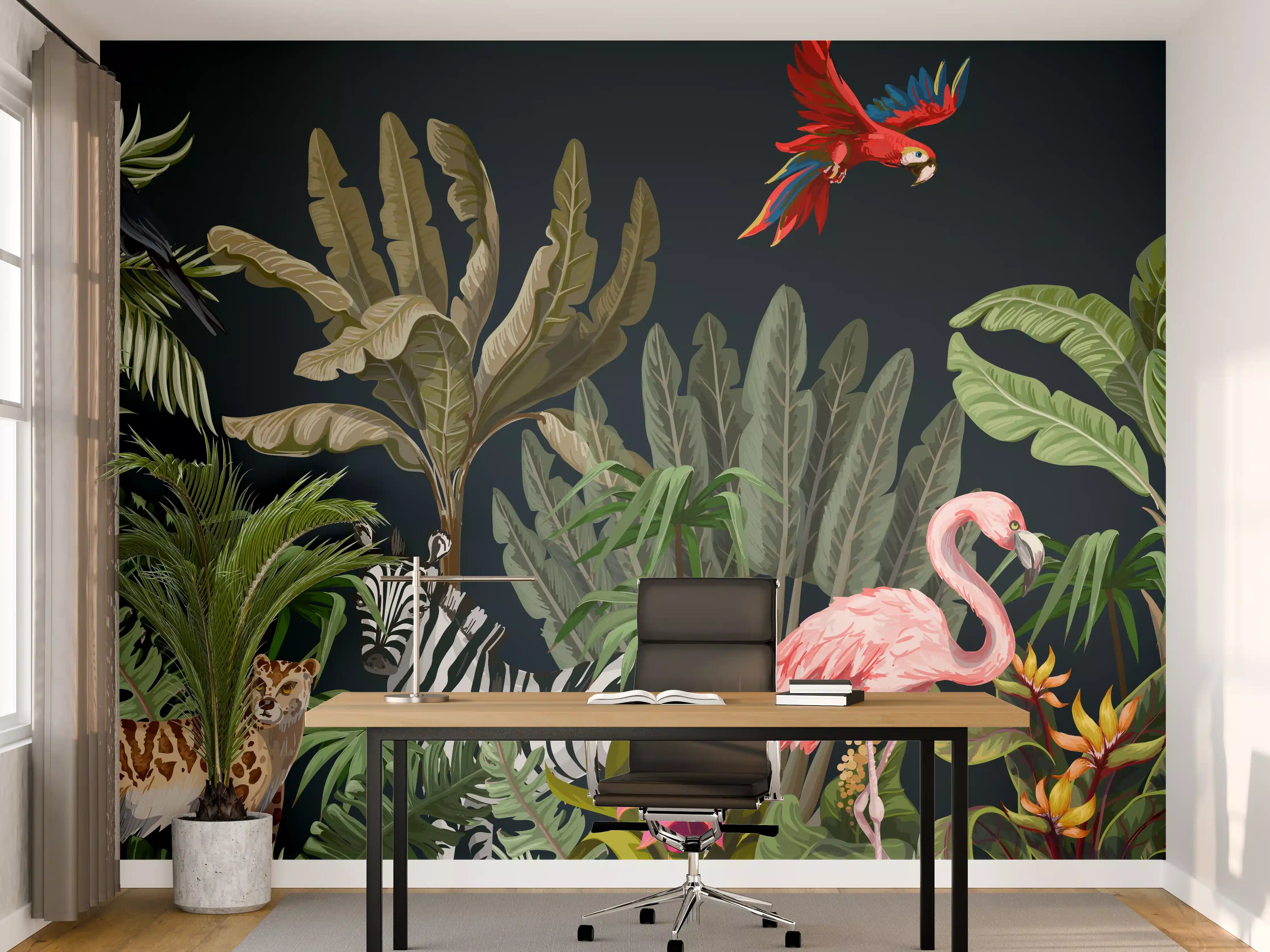 Büro Wandgestaltung - Tropische Pflanzen & Tiere