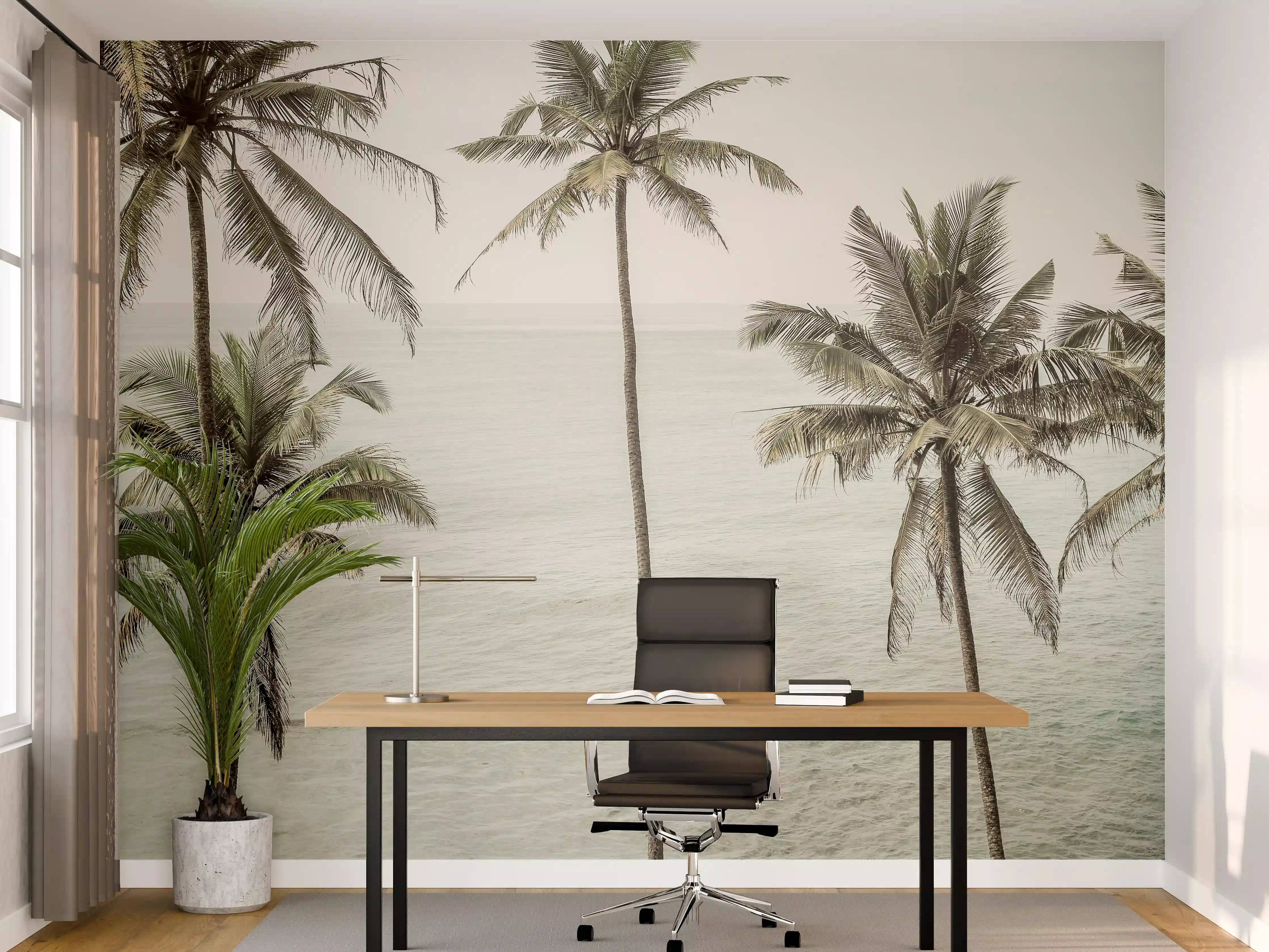 Büro Wandgestaltung - Tropische Strand-Palmen Aussicht