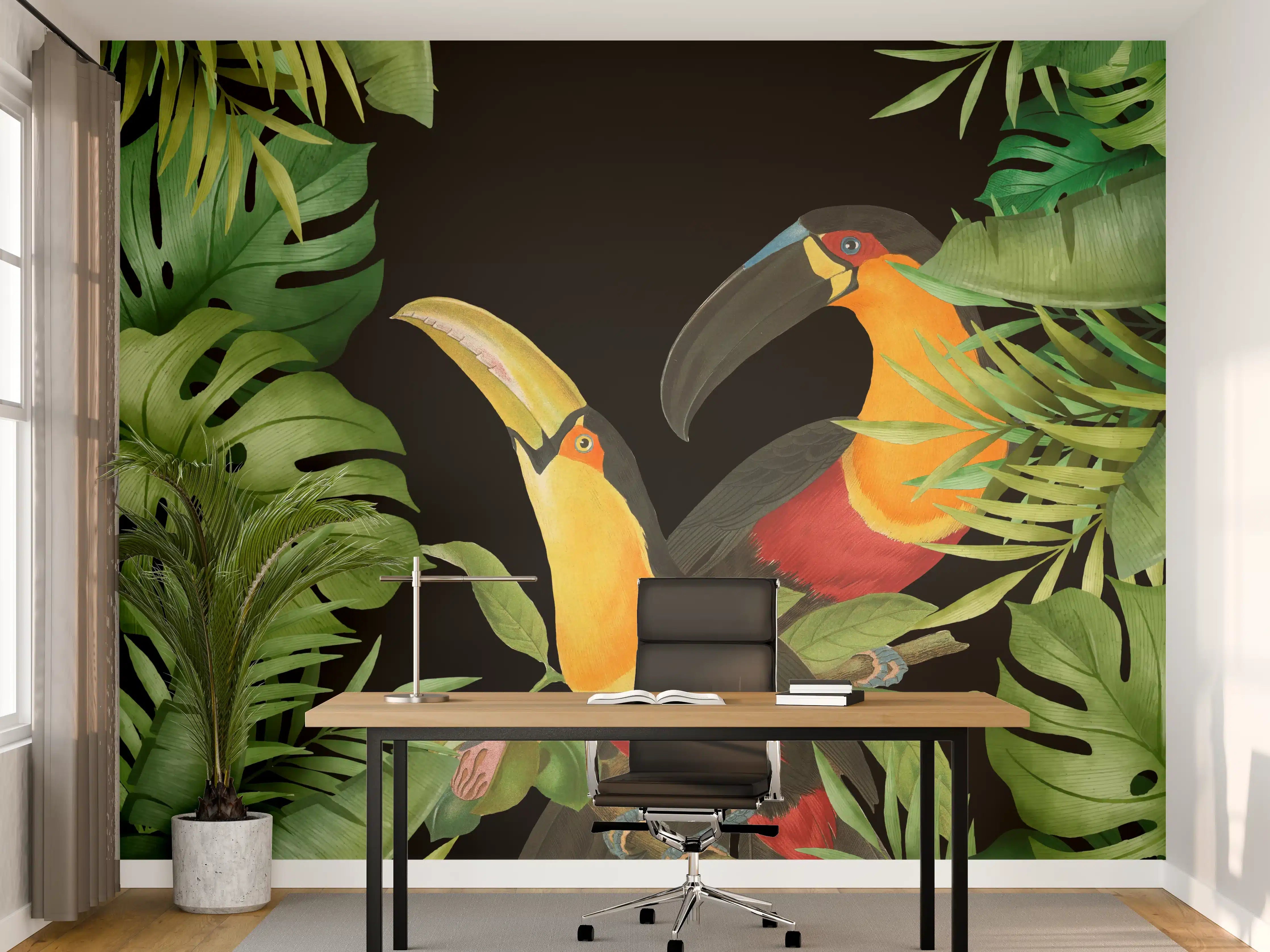 Büro Wandgestaltung - Tropischer Dschungel - Tukane