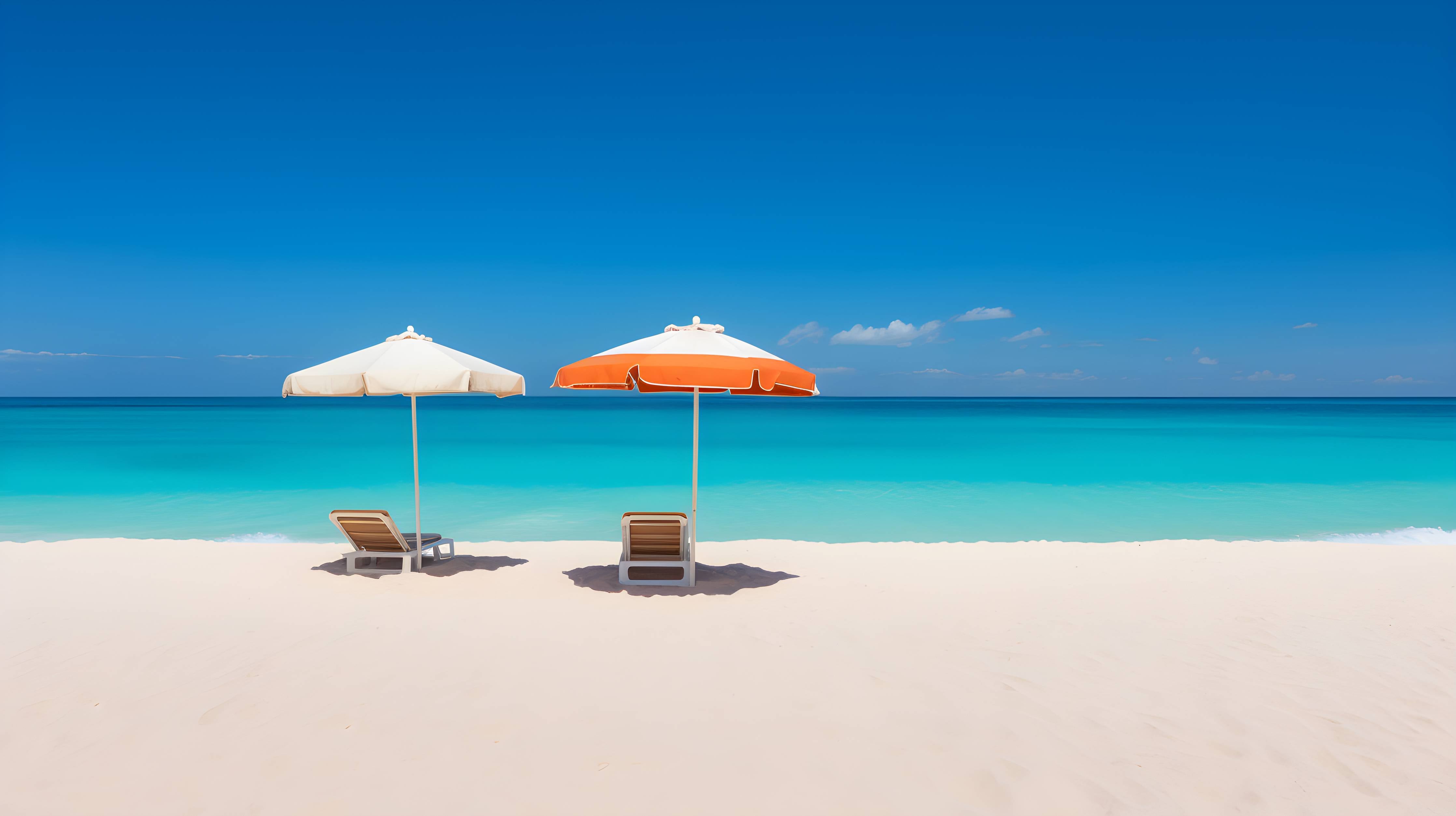 Büro Wandgestaltung-Tropischer Strand mit Sonnenschirmen