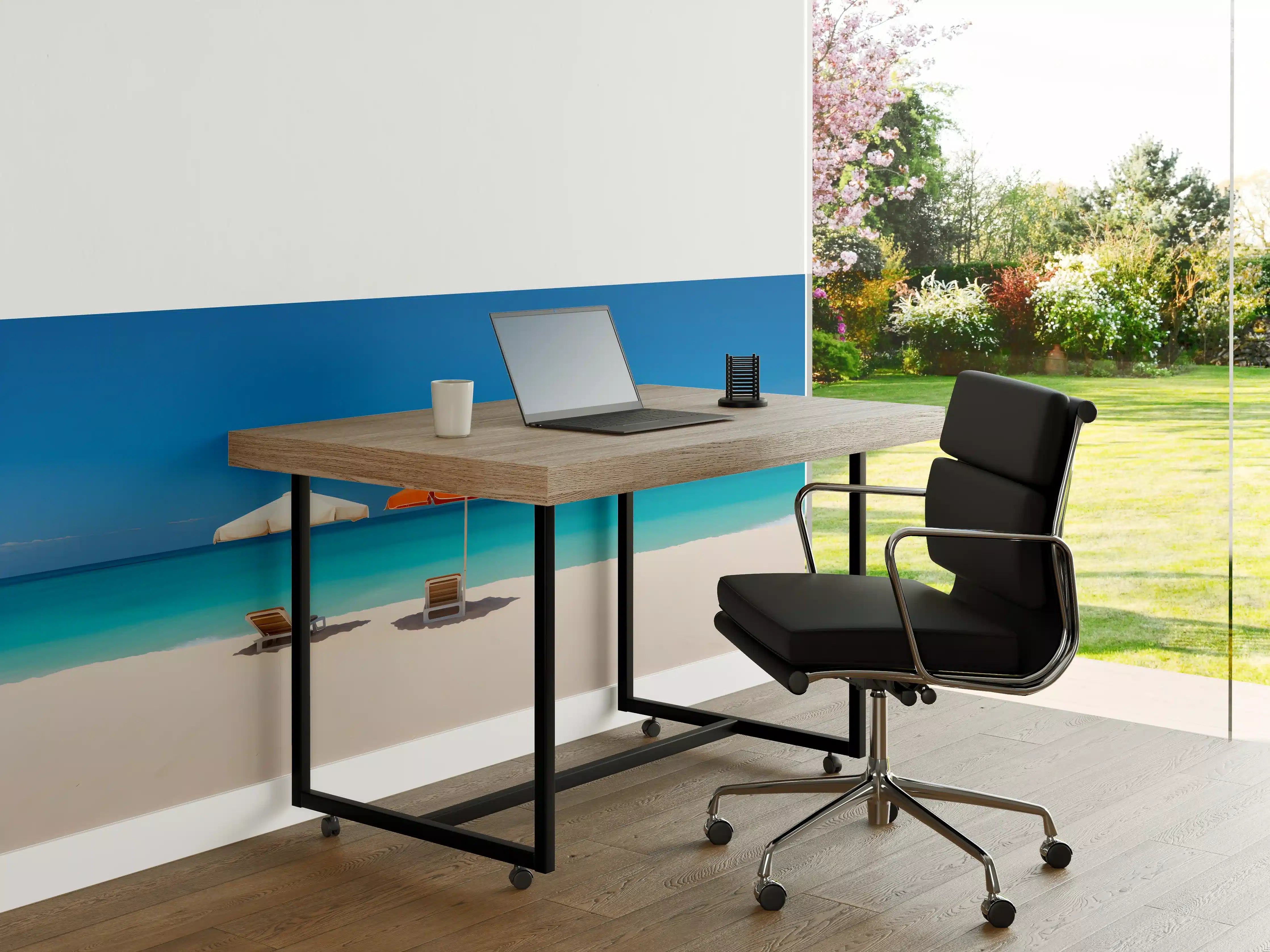 Büro Wandgestaltung - Tropischer Strand mit Sonnenschirmen