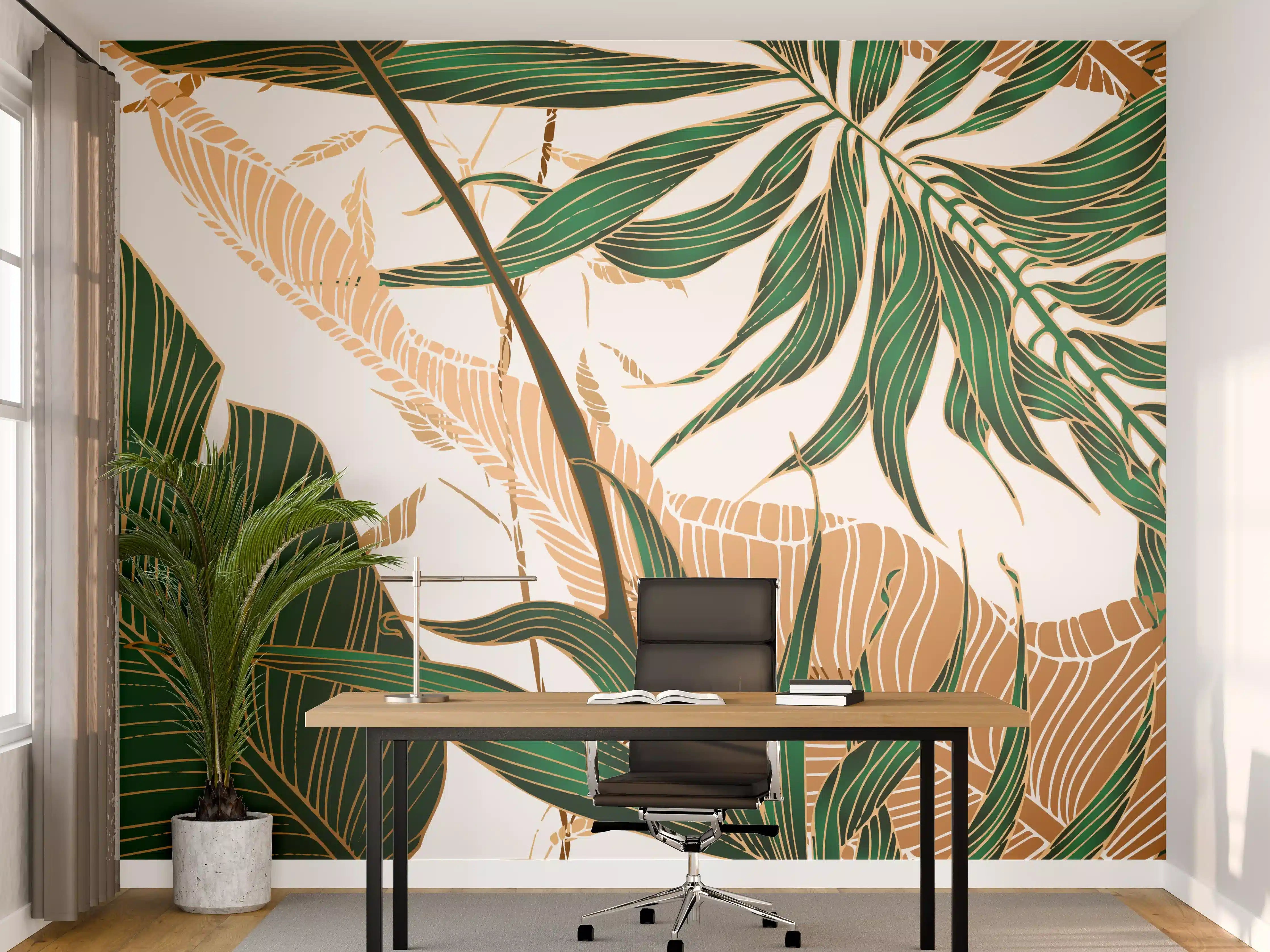Büro Wandgestaltung - Tropisches Blattmuster Design