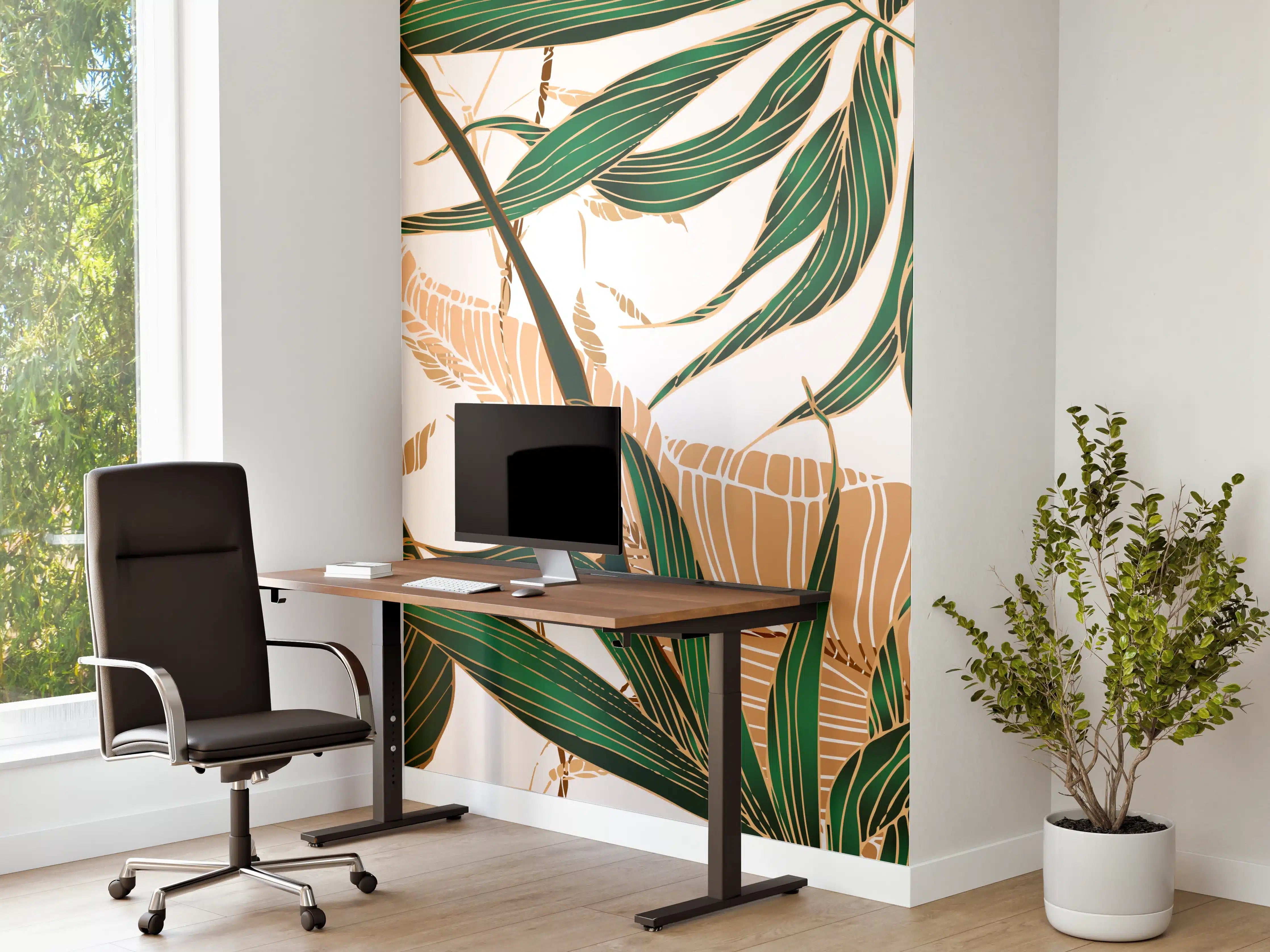Büro Wandgestaltung - Tropisches Blattmuster Design