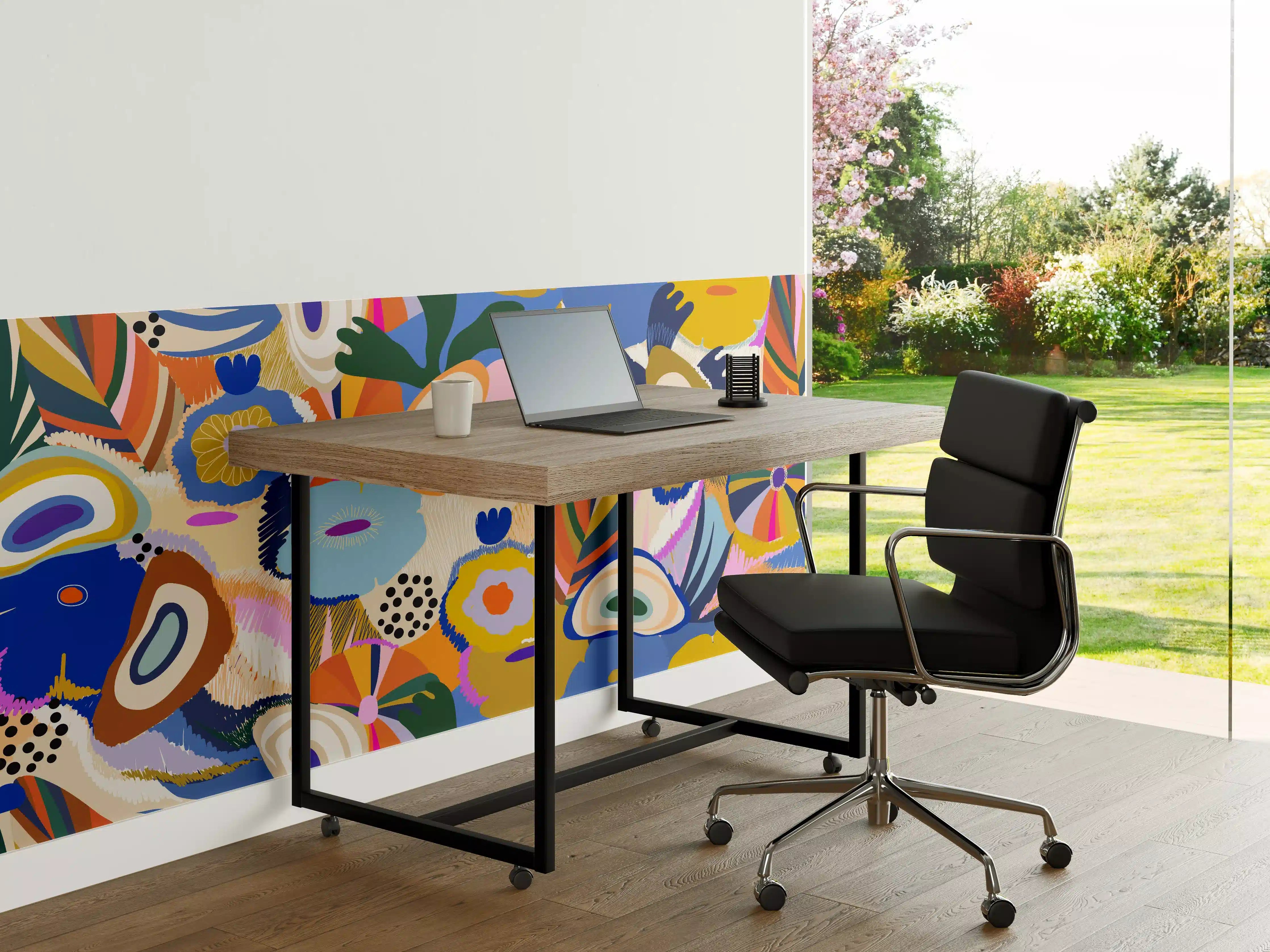 Büro Wandgestaltung - Tropisches Blumen-Abstract Bunt