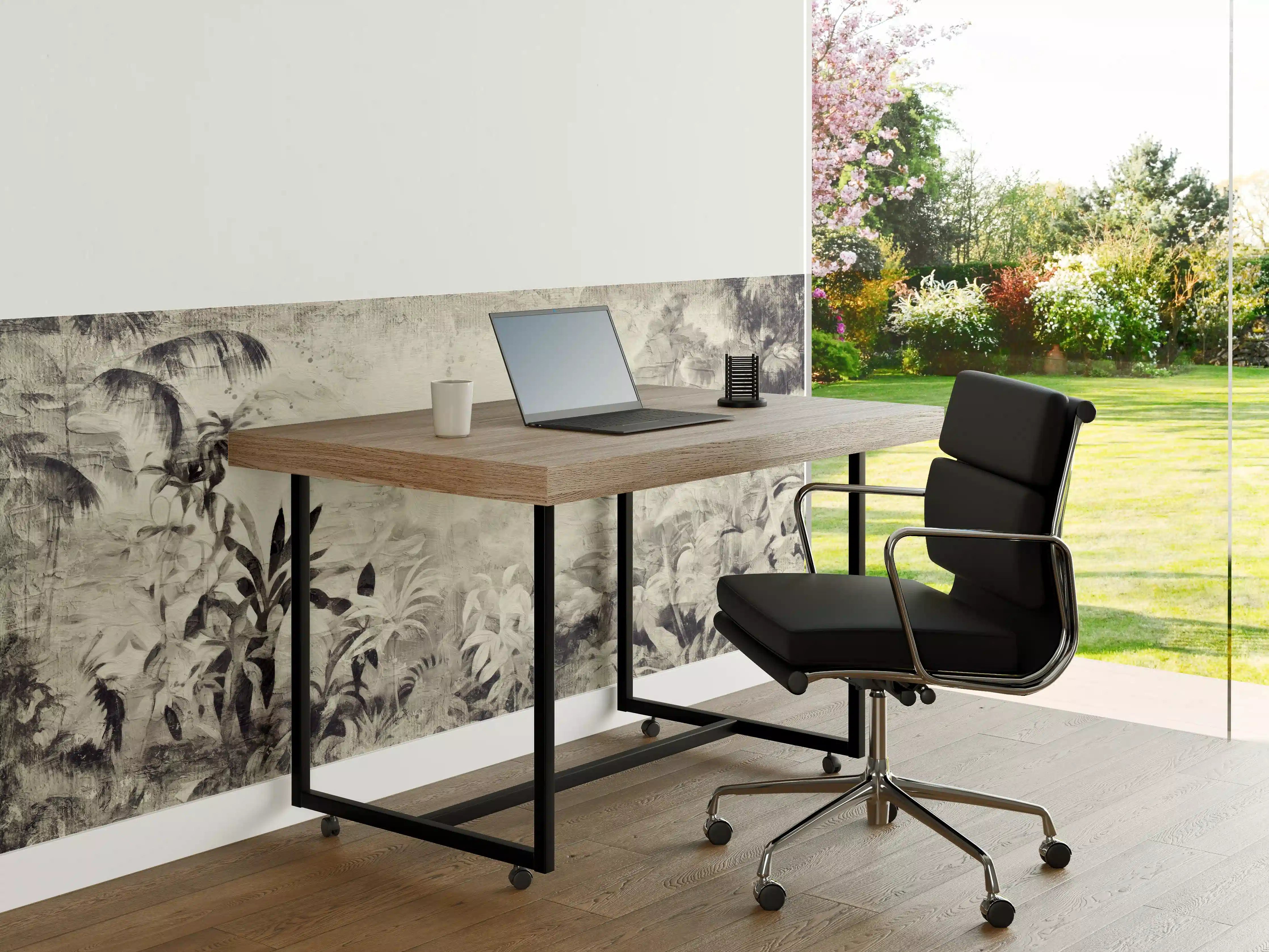 Büro Wandgestaltung - Tropisches Dschungelpanorama in Grauweiß