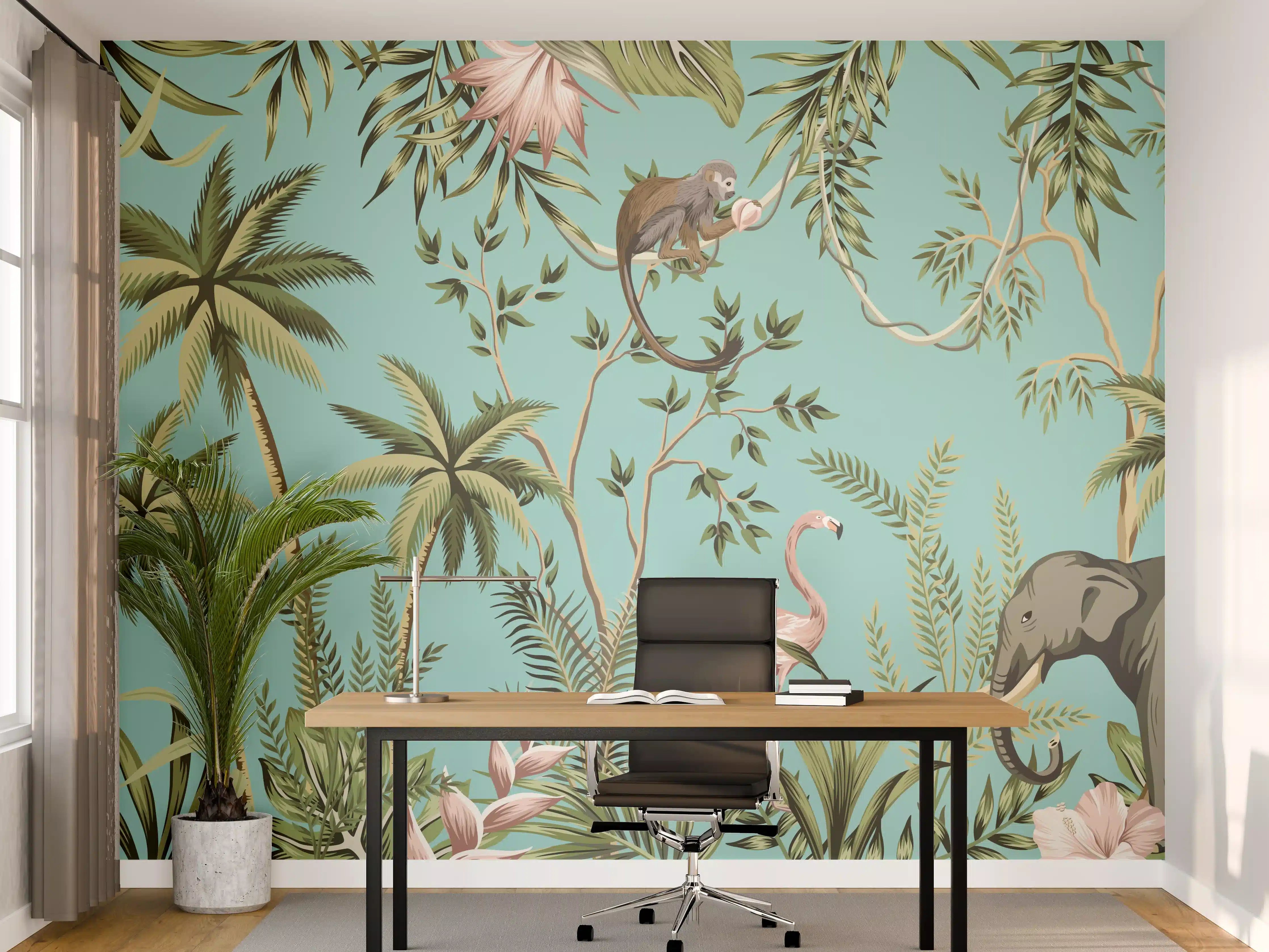 Büro Wandgestaltung - Tropisches Flair Stoffdesign