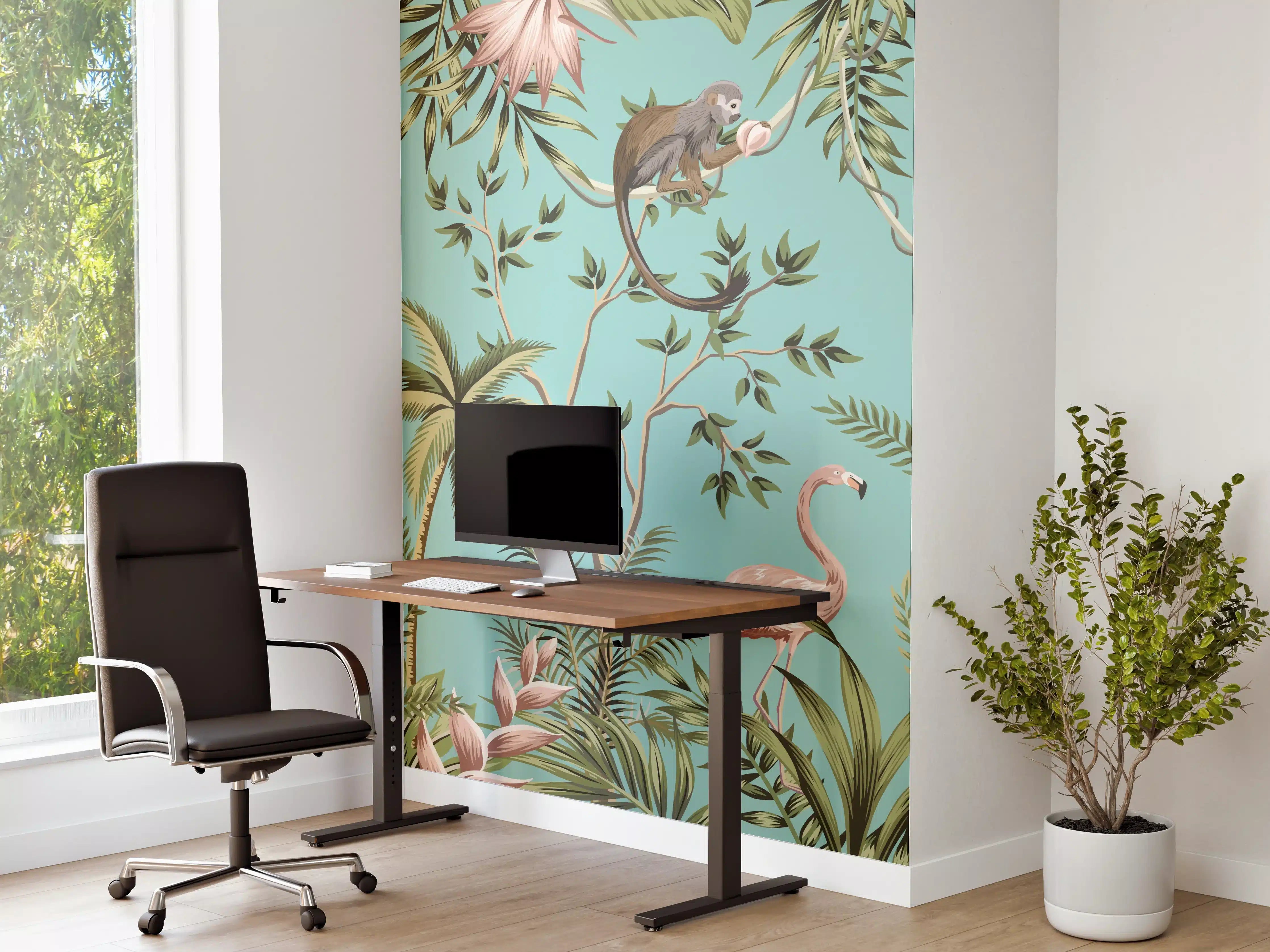 Büro Wandgestaltung - Tropisches Flair Stoffdesign