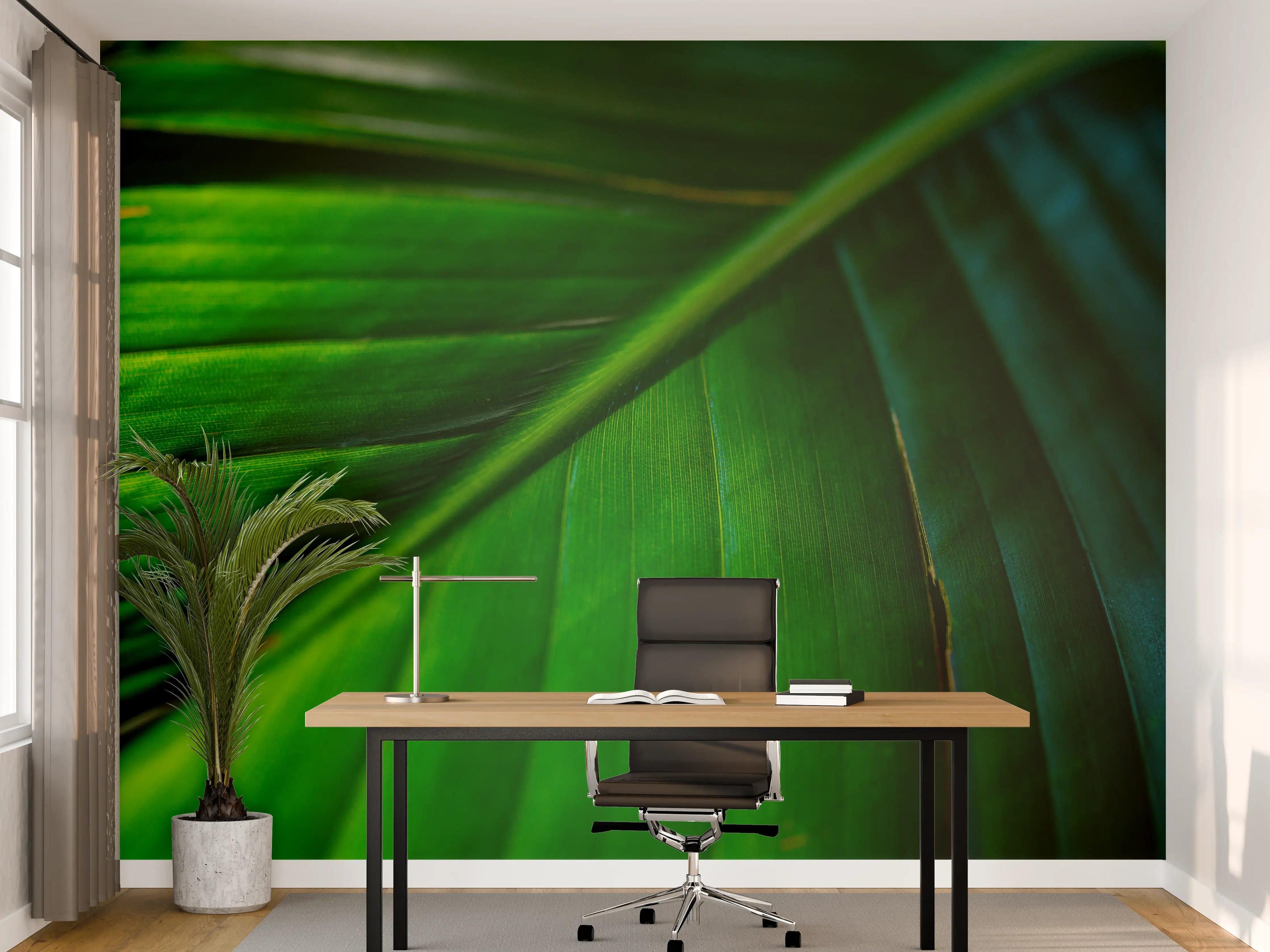 Büro Wandgestaltung - Tropisches Grün Pflanzenblatt