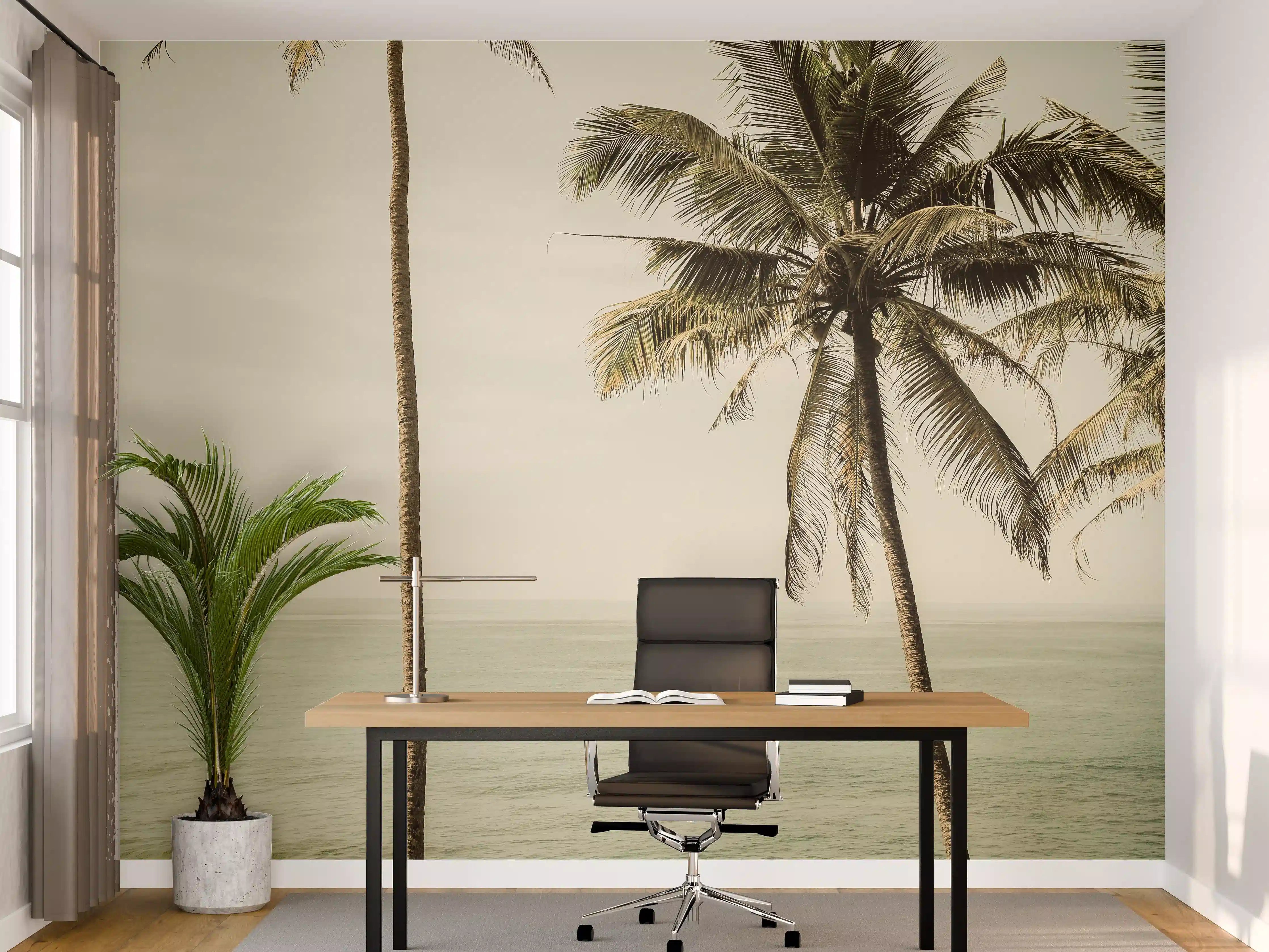 Büro Wandgestaltung - Tropisches Palmen-Meer-Panorama