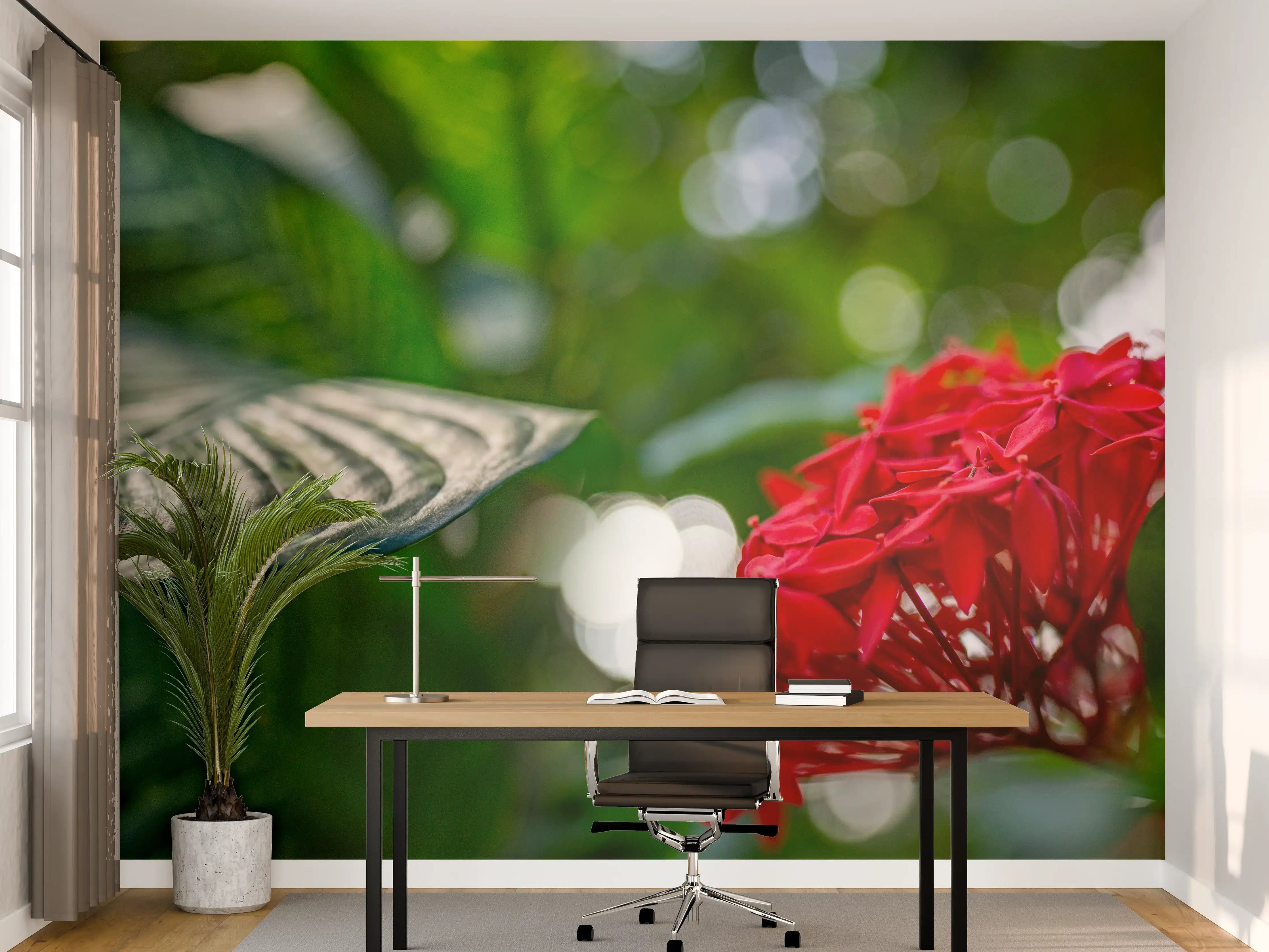 Büro Wandgestaltung - Tropisches Pflanzenmotiv