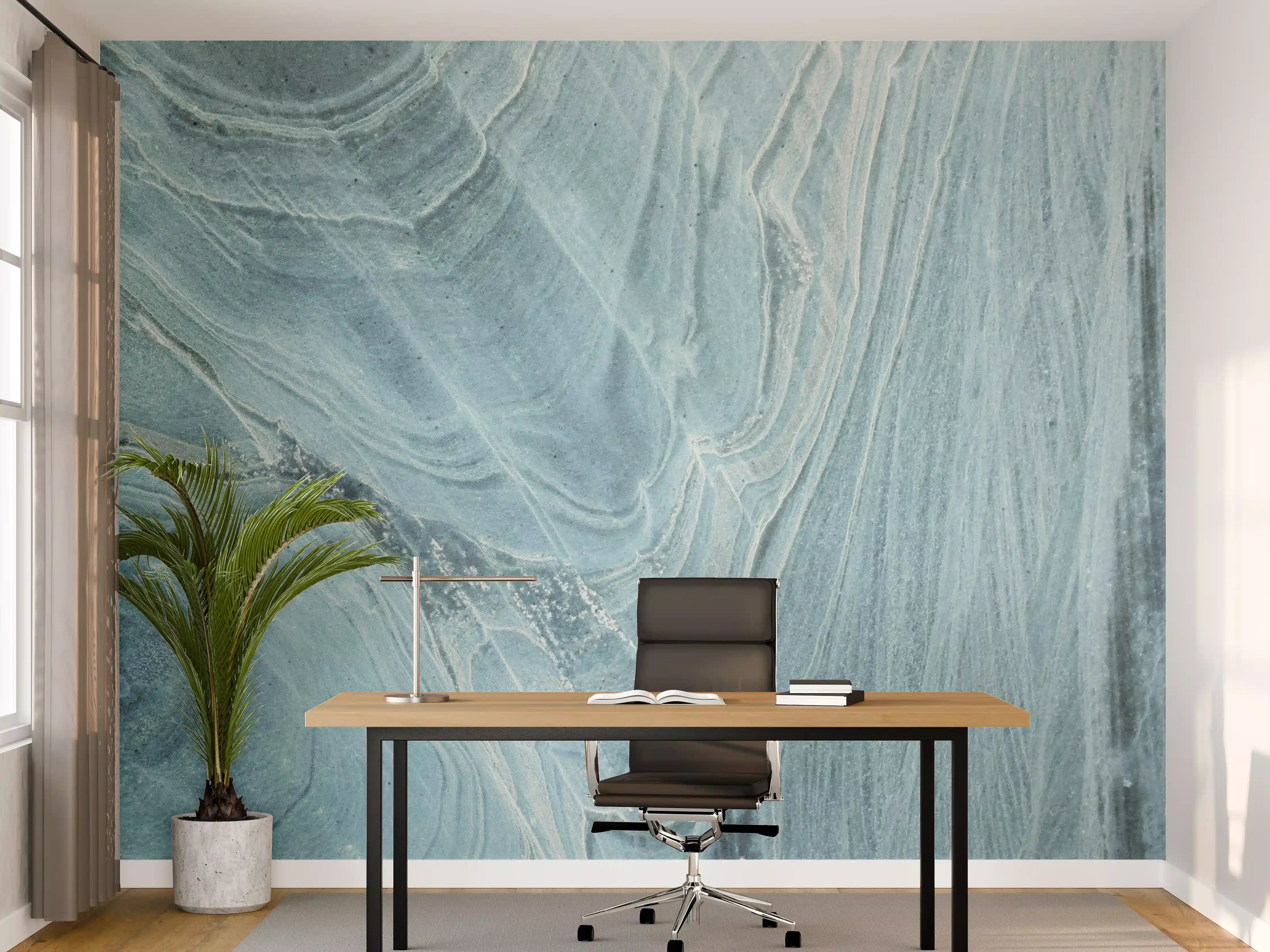 Büro Wandgestaltung - Türkis-Weißer Marmor