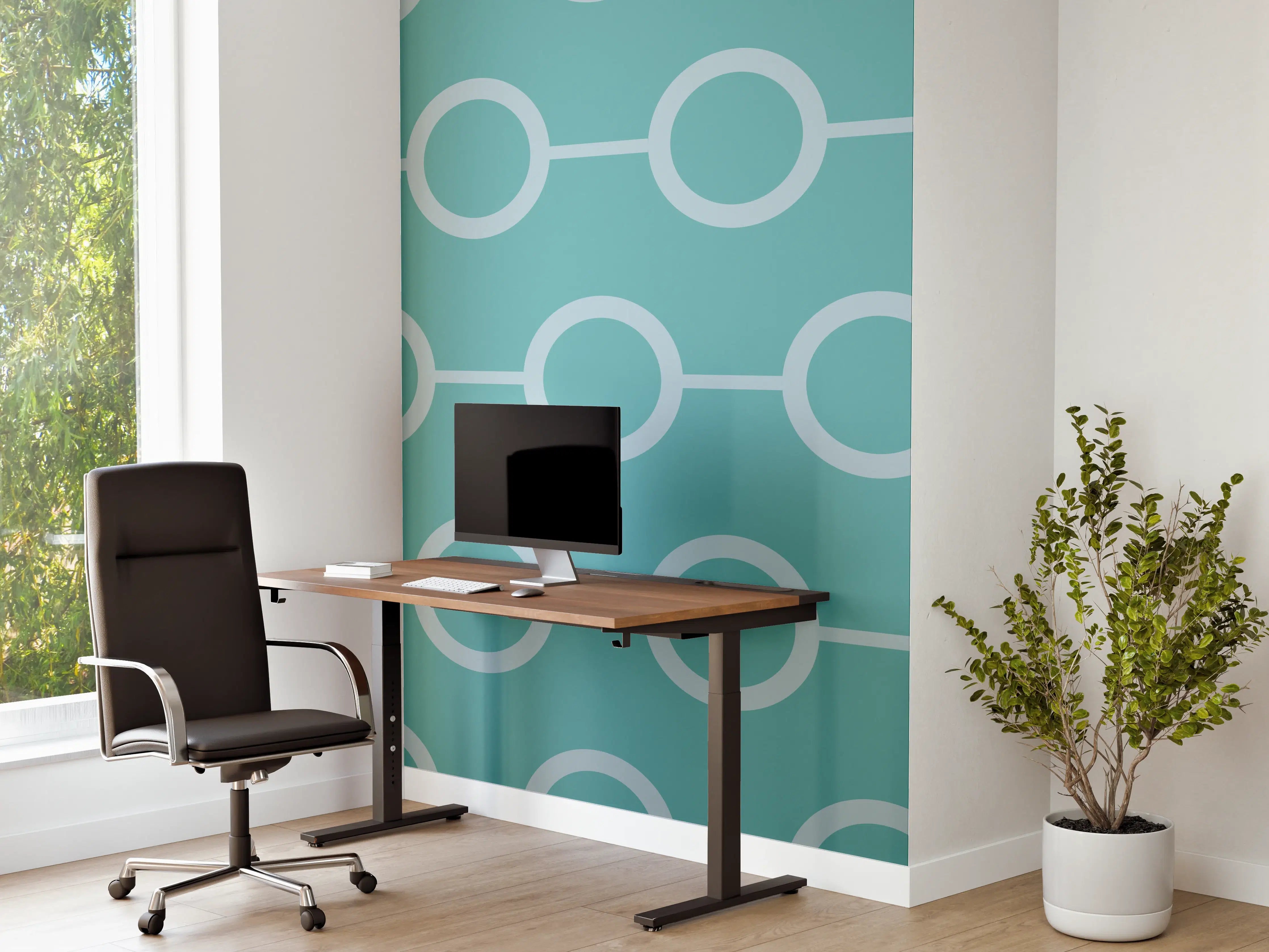 Büro Wandgestaltung - Türkis-Weißes Kettenglieder Muster