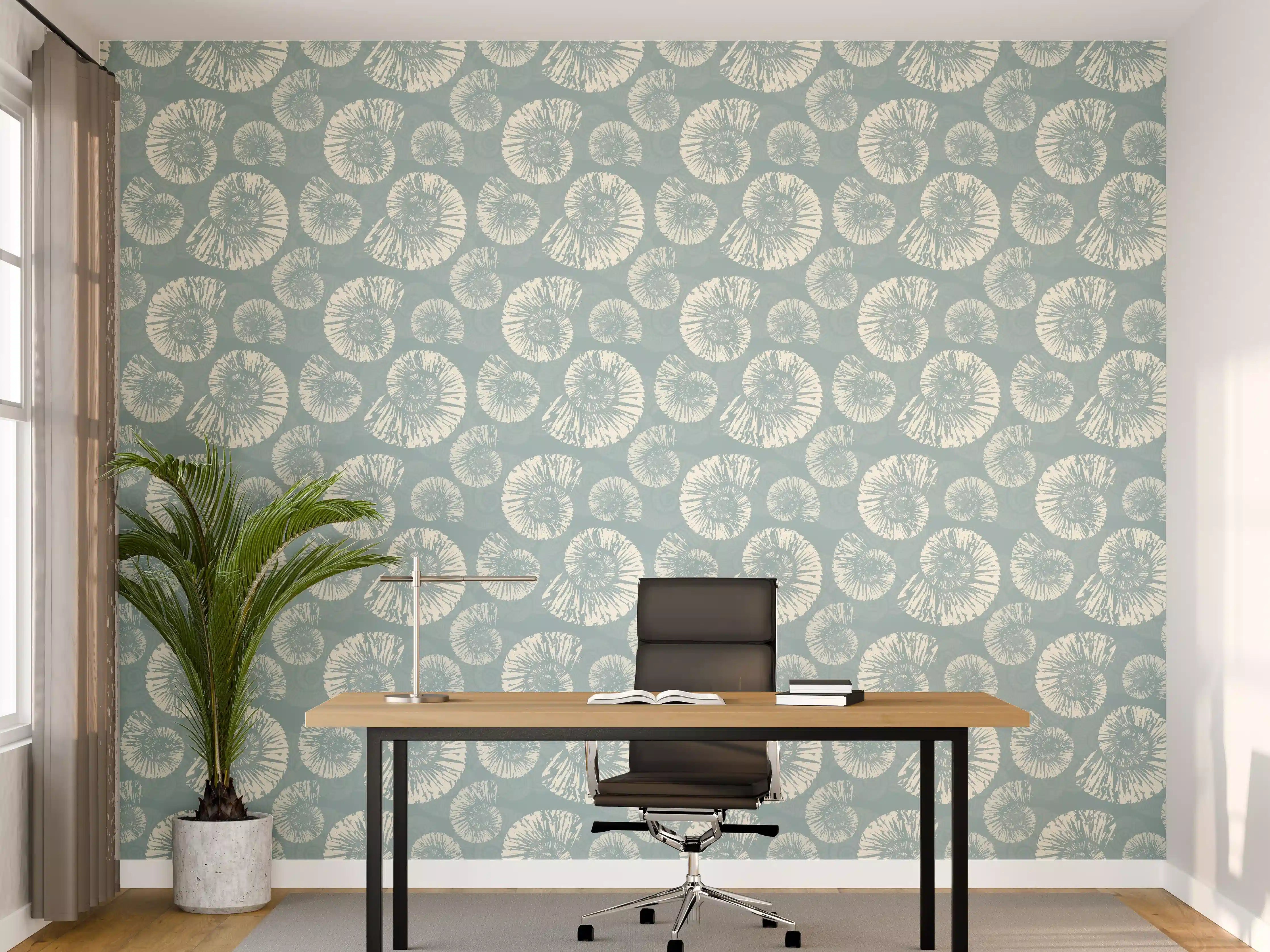 Büro Wandgestaltung - Türkis-Weißes Muschelmuster