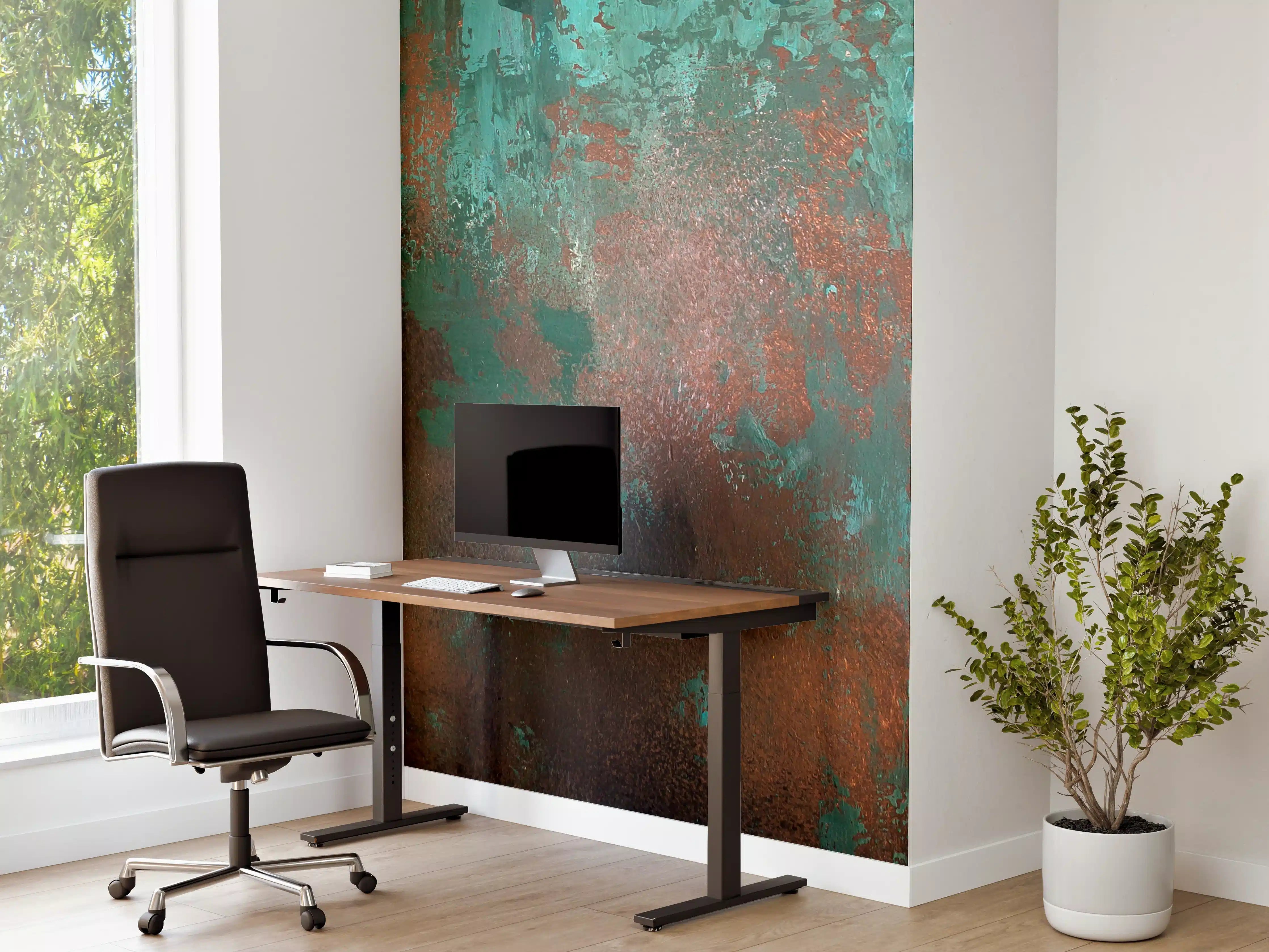 Büro Wandgestaltung - Türkis-braune Metall-Struktur mit Patina