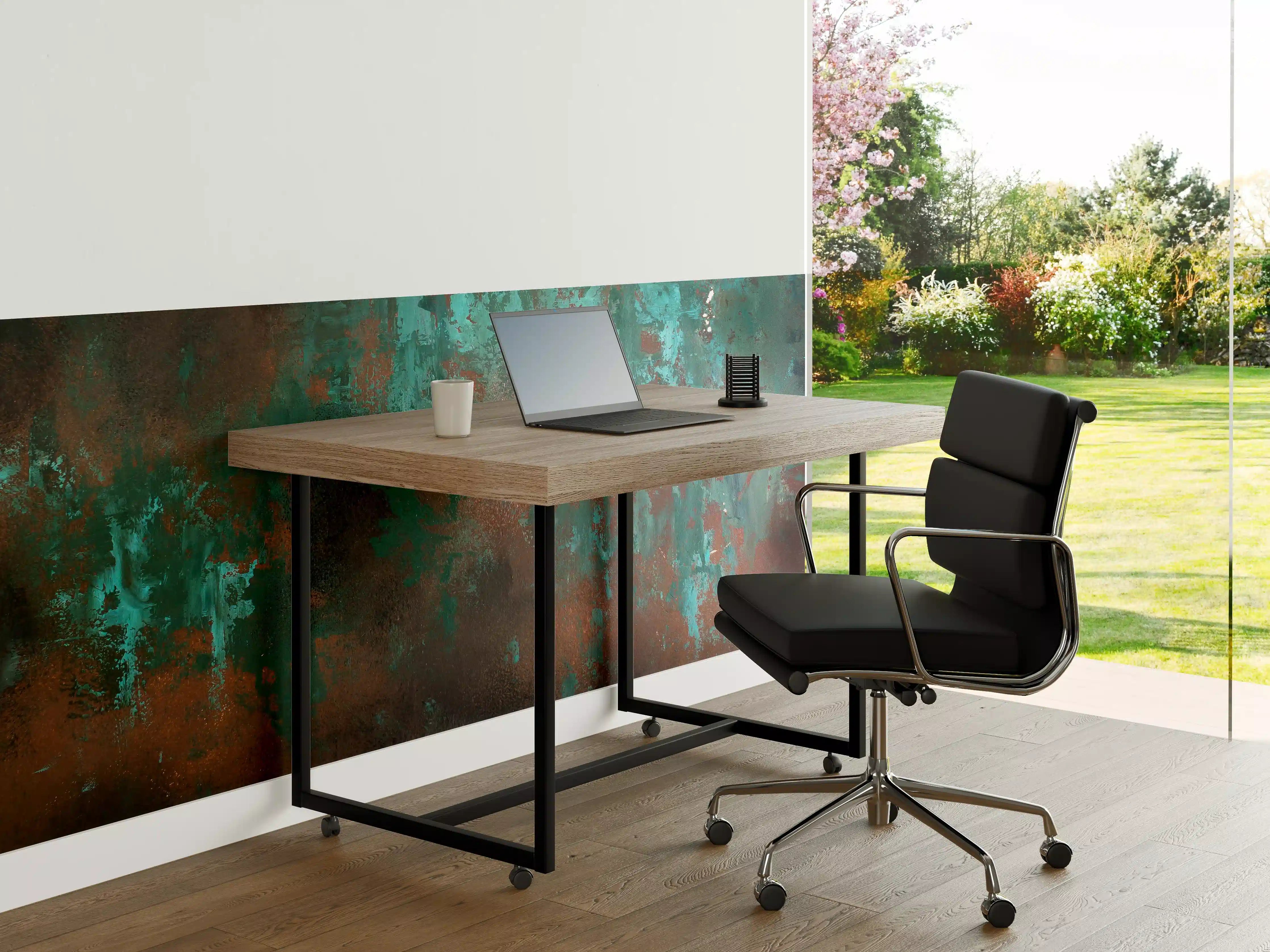 Büro Wandgestaltung - Türkis-braune Metall-Struktur mit Patina
