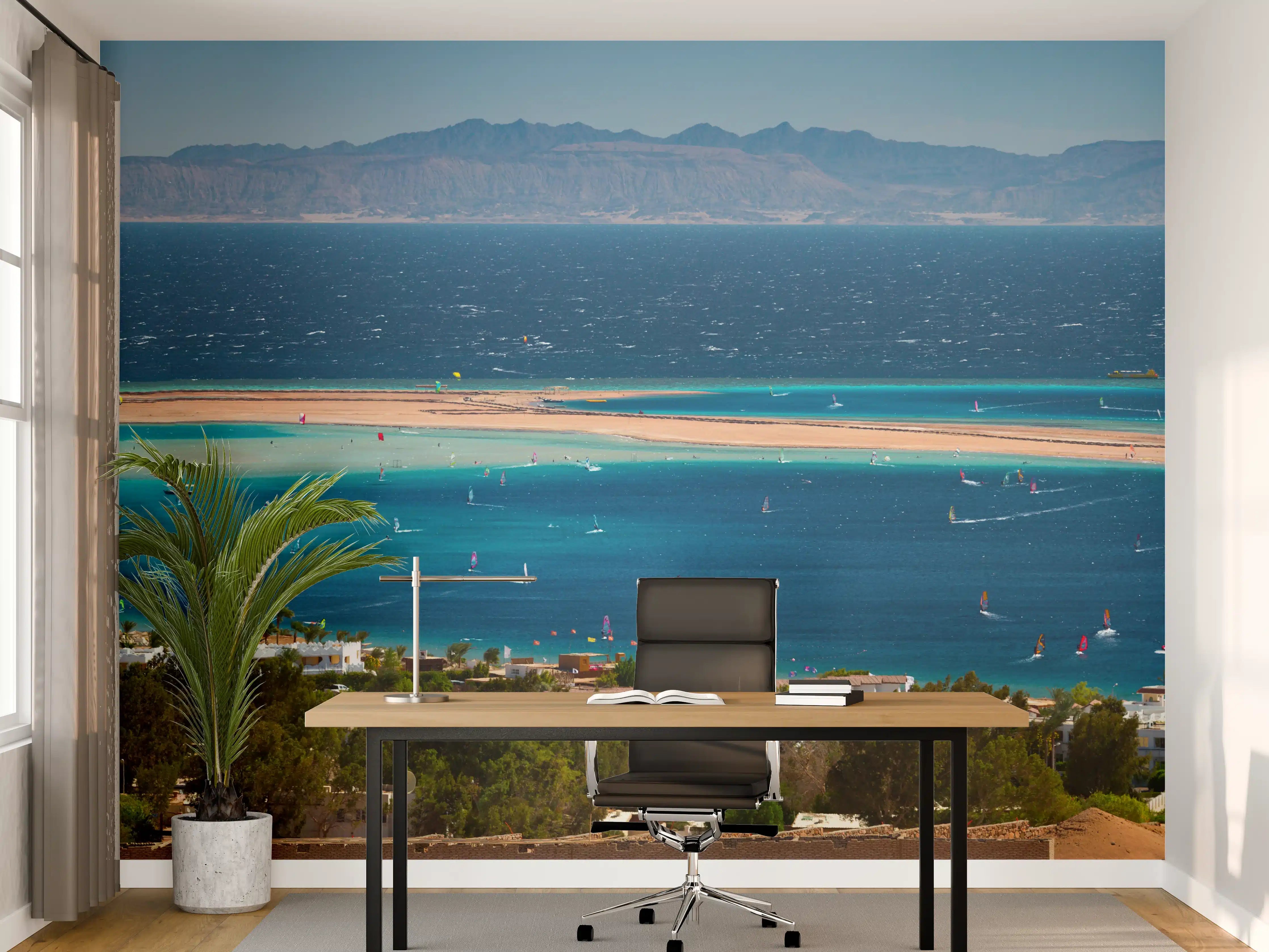 Büro Wandgestaltung - Türkisblaue Lagunenansicht