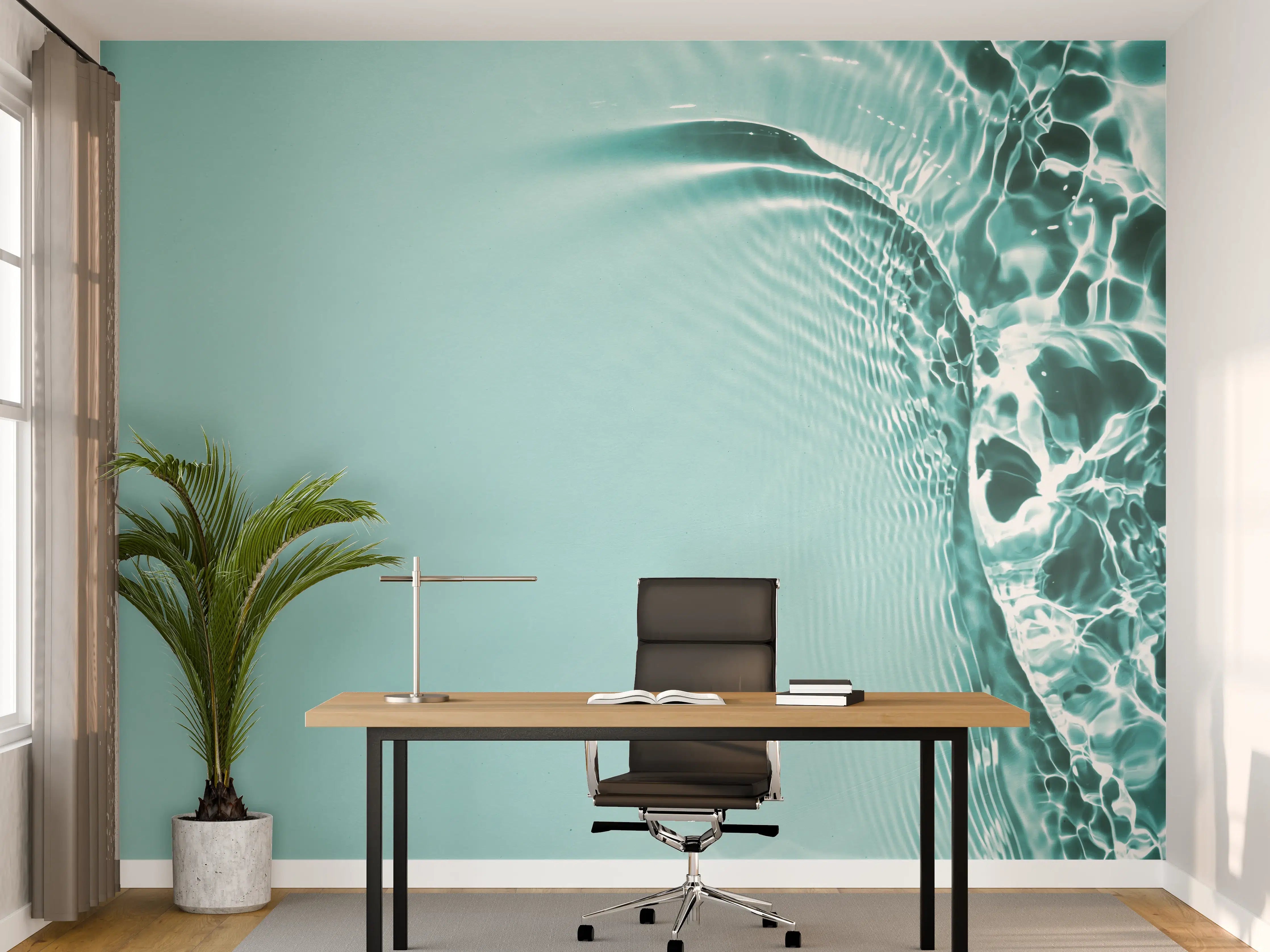 Büro Wandgestaltung - Türkisblaues Wasser mit Lichtreflexen