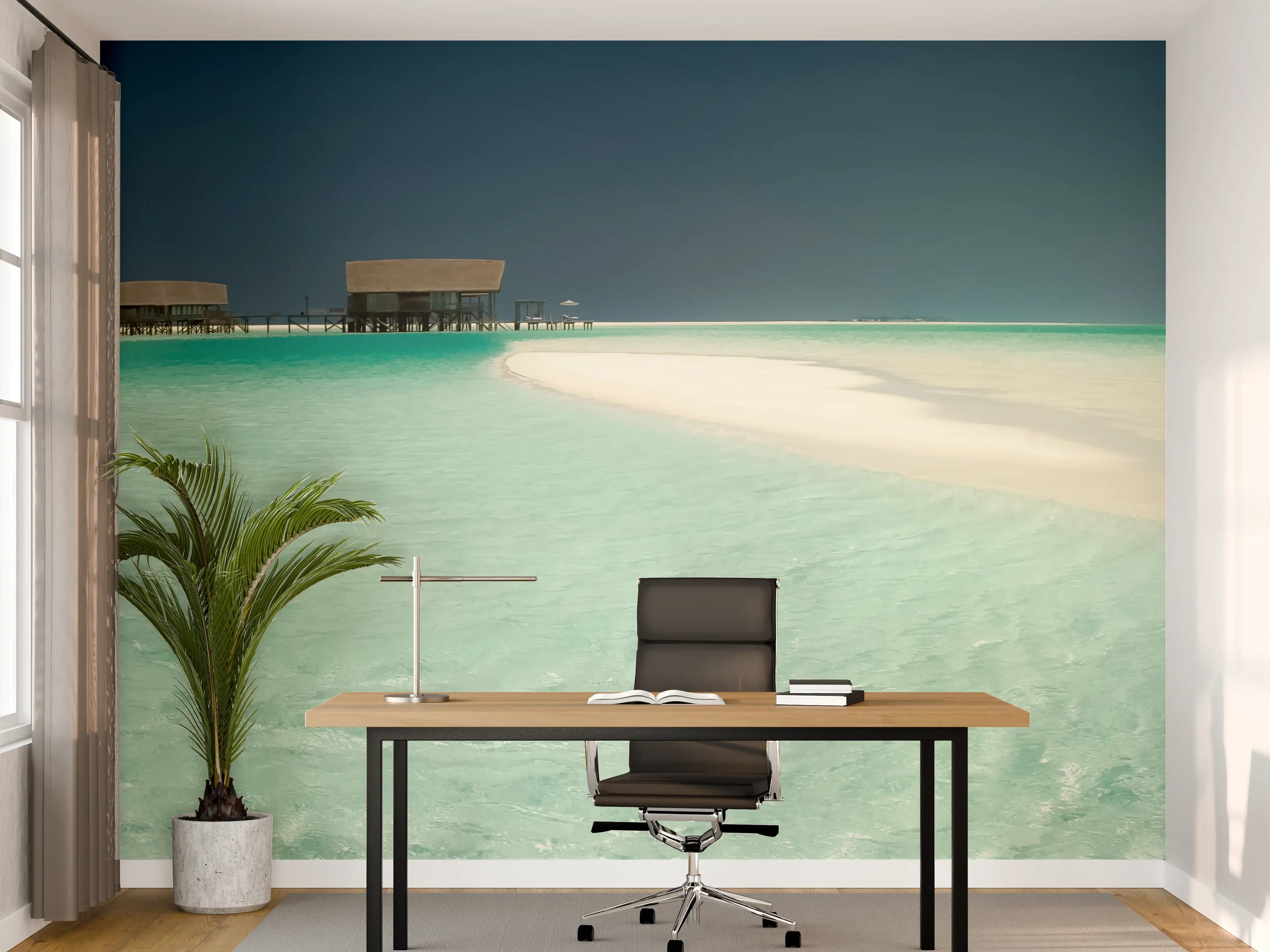 Büro Wandgestaltung - Türkisblaues Wasser und Sandstrand im Paradies