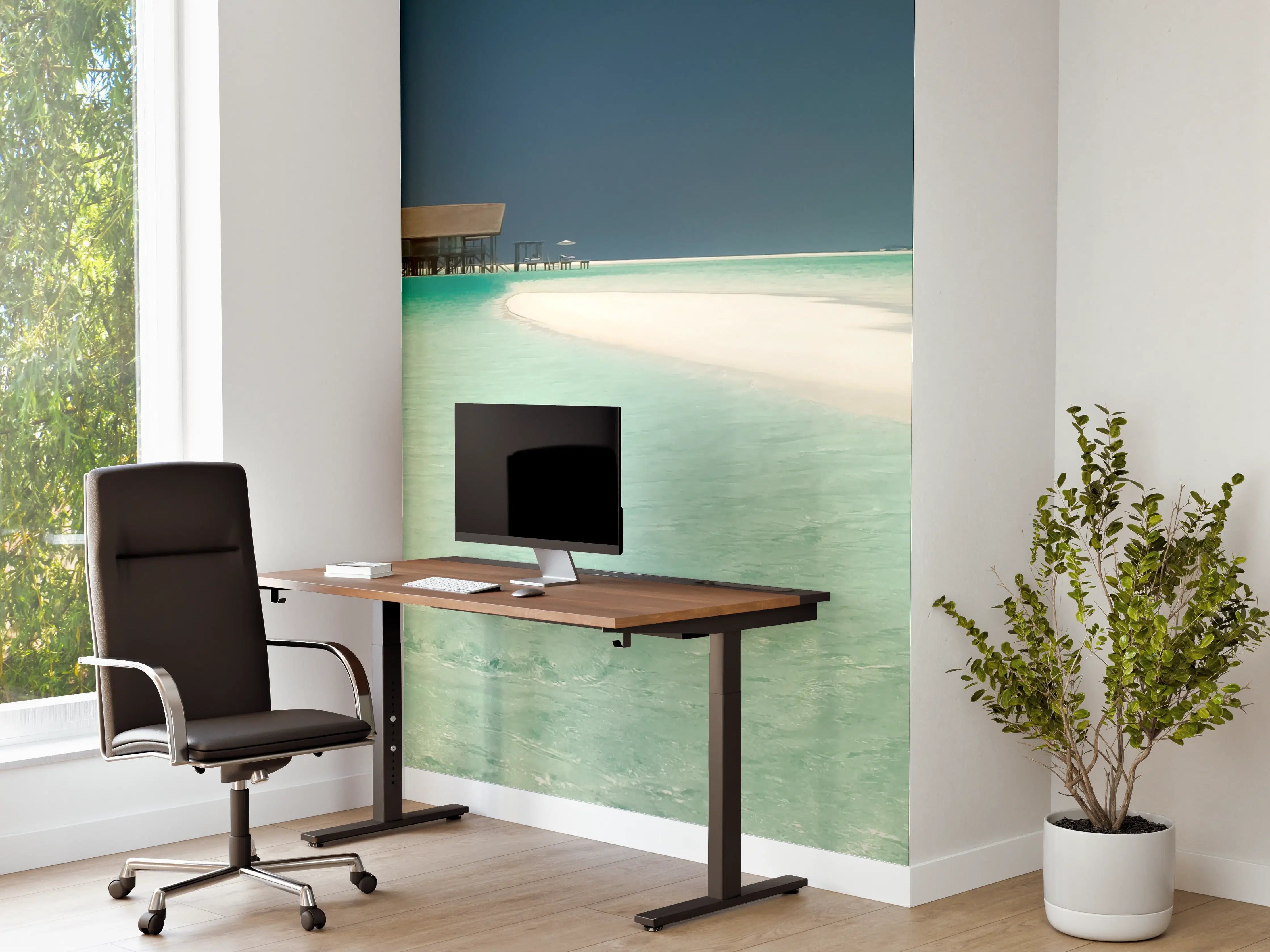 Büro Wandgestaltung - Türkisblaues Wasser und Sandstrand im Paradies
