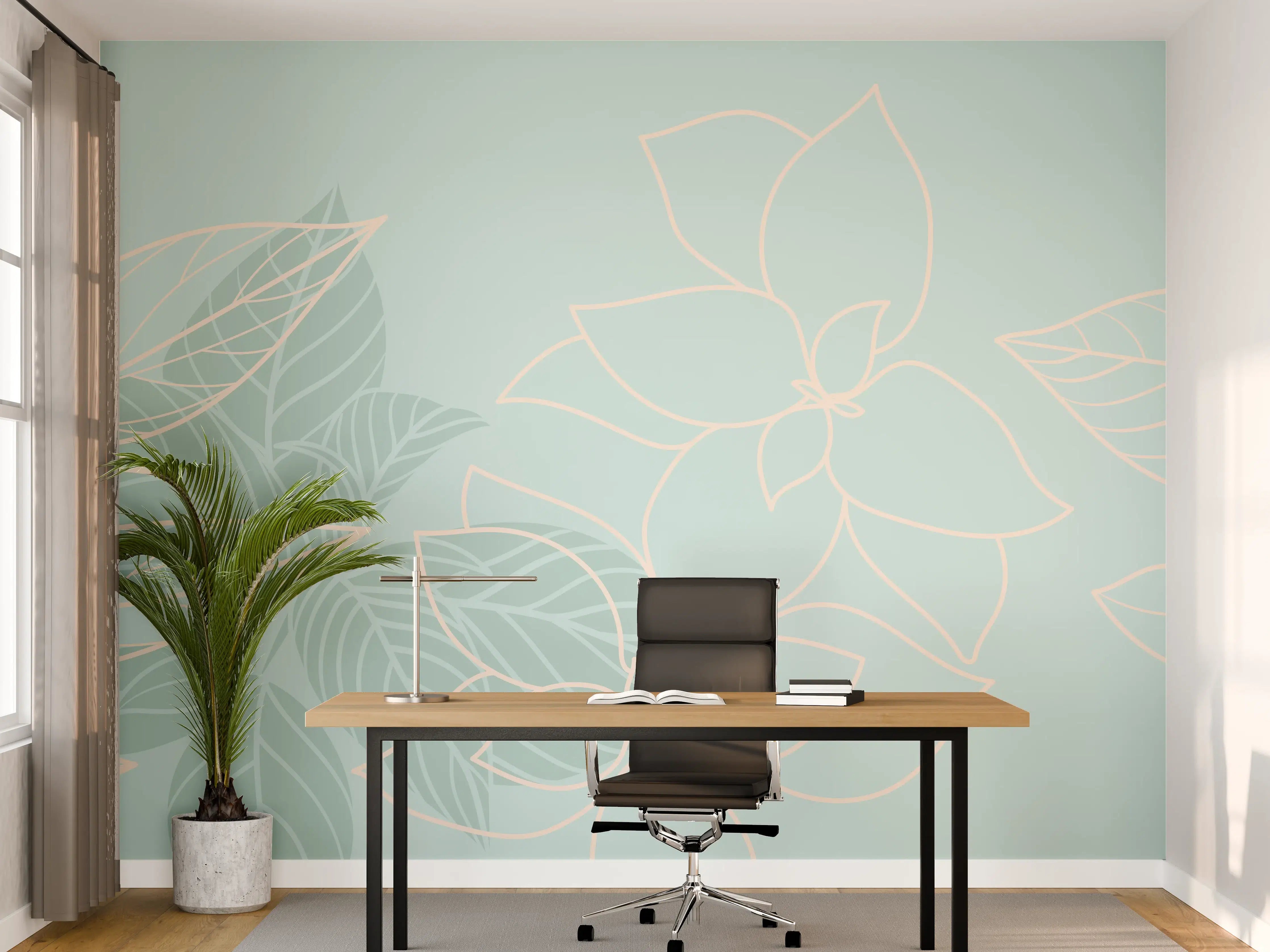 Büro Wandgestaltung - Türkise Pflanzen