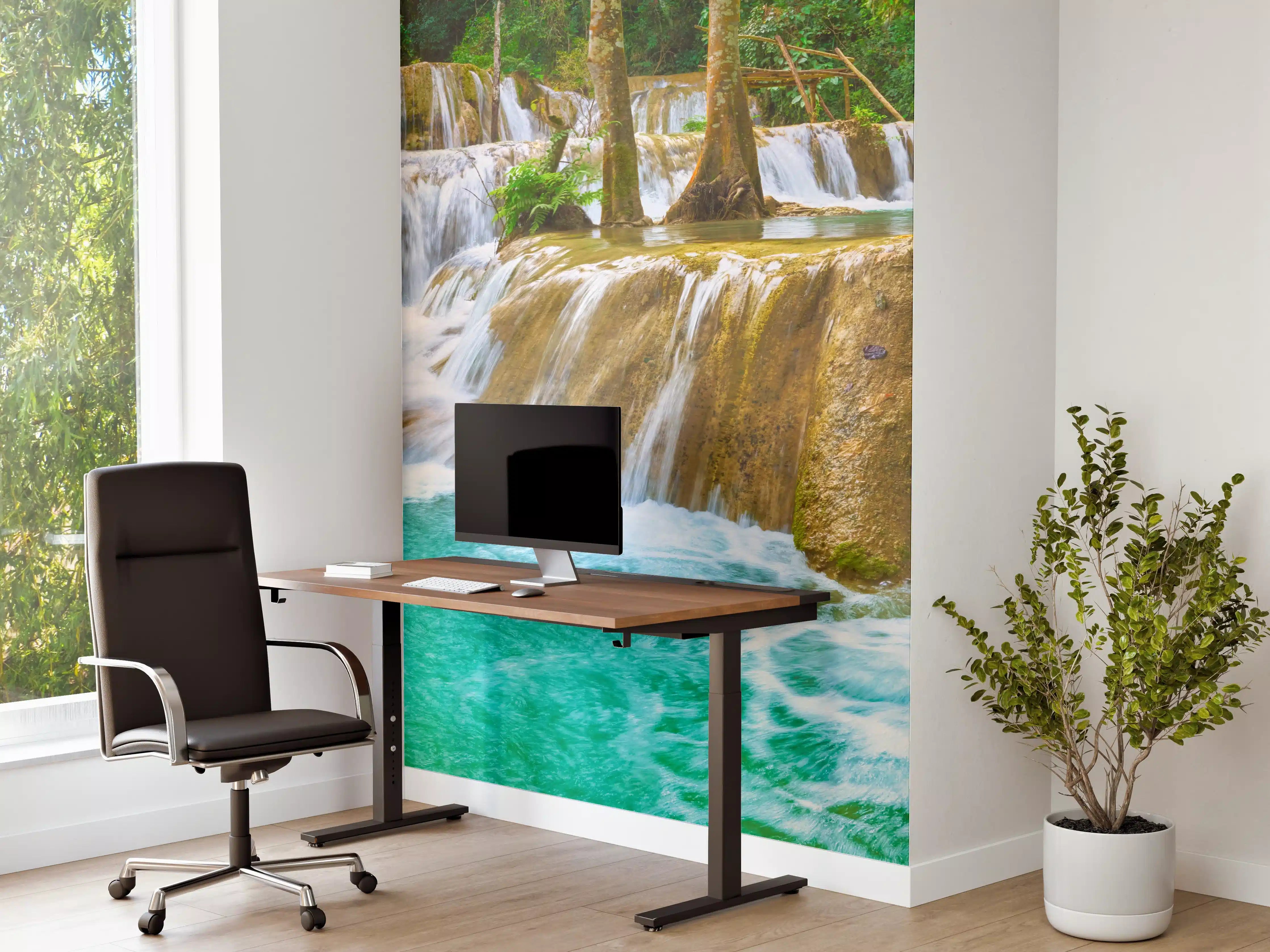 Büro Wandgestaltung - Türkisgrüner Stufen-Wasserfall