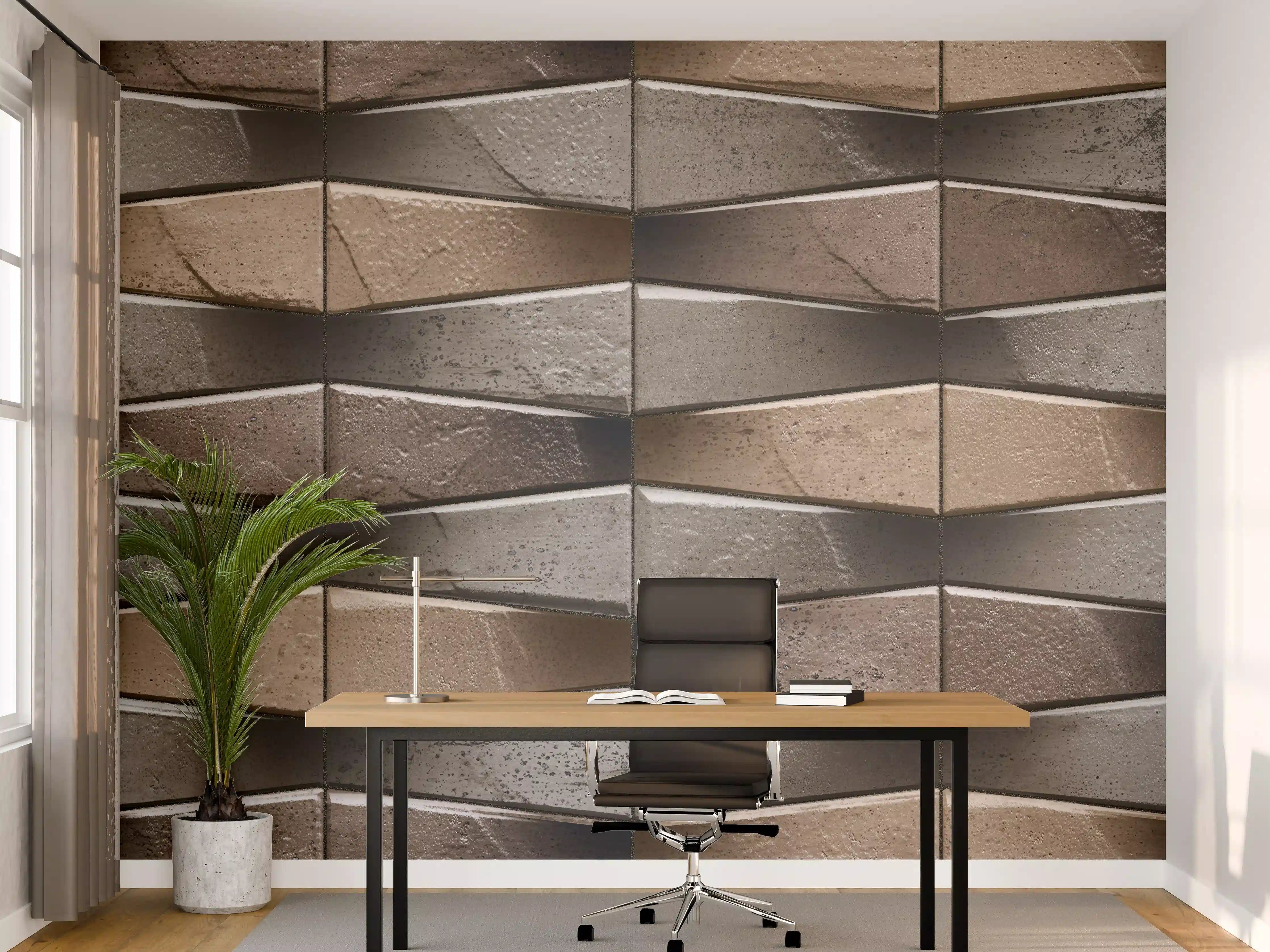 Büro Wandgestaltung - Unebene dunkle Steinwand