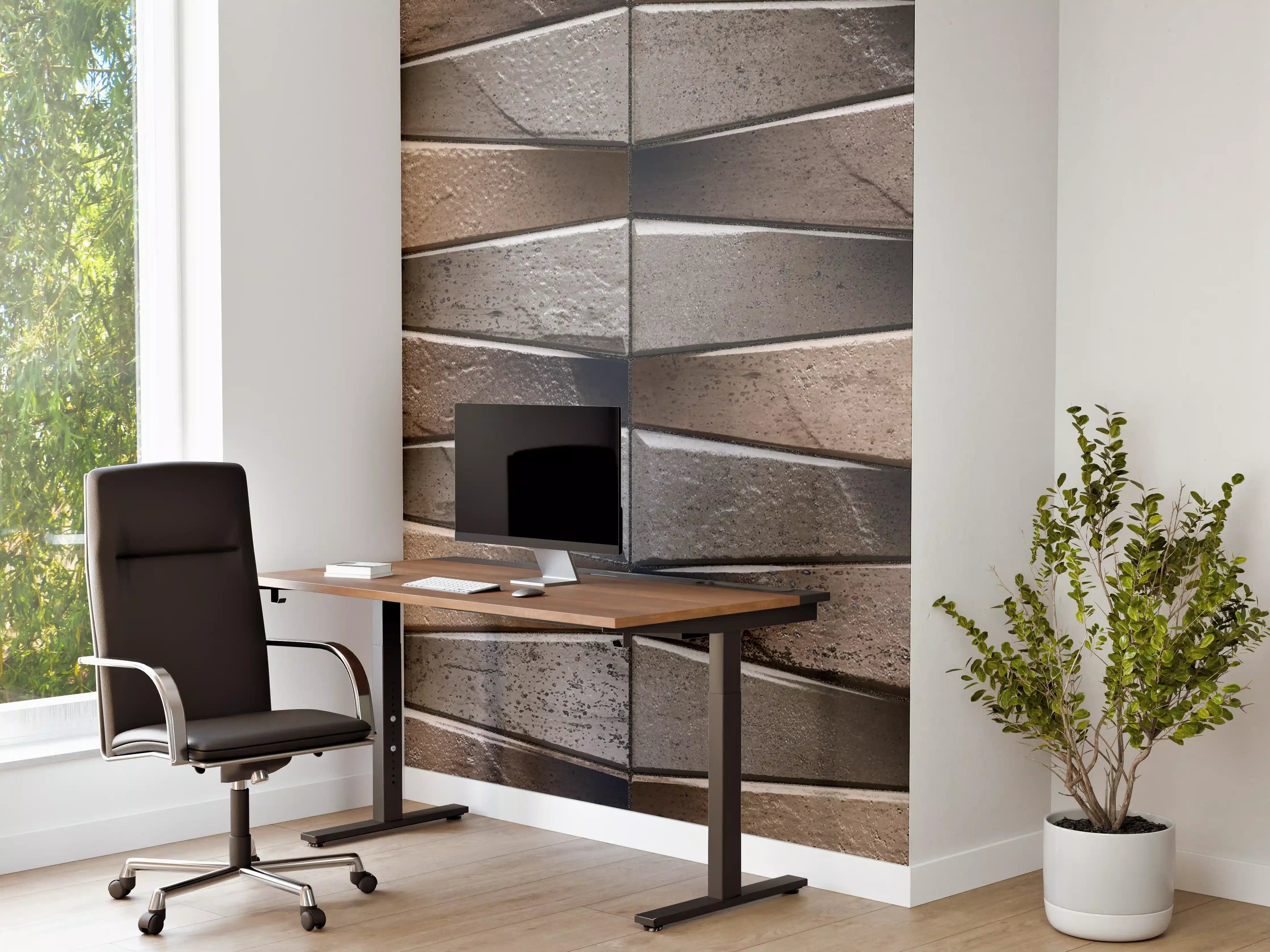 Büro Wandgestaltung - Unebene dunkle Steinwand